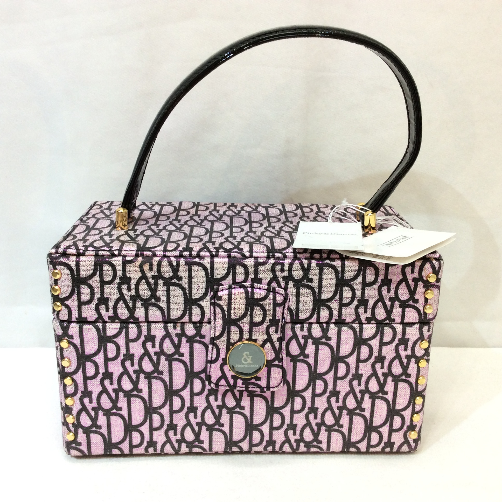 未使用☆PINKY&DIANNE ピンキー&ダイアン バニティバッグ ピンク スタッズ 長方形 BOX