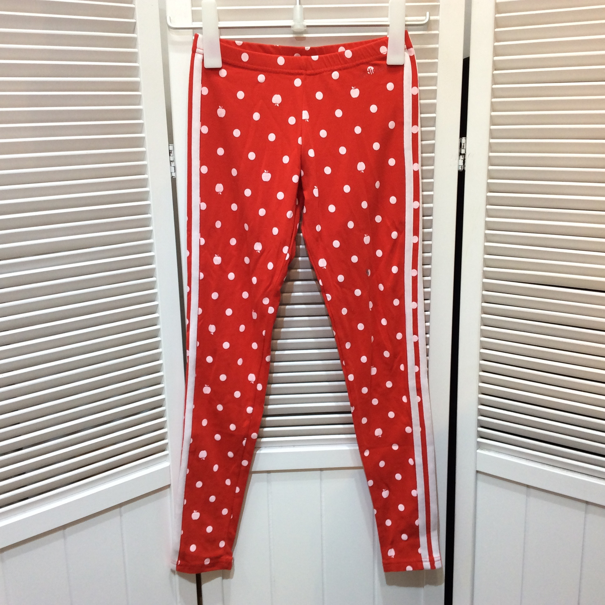 adidas アディダス レディース レギンス M レッド ホワイトドット＆アップル
