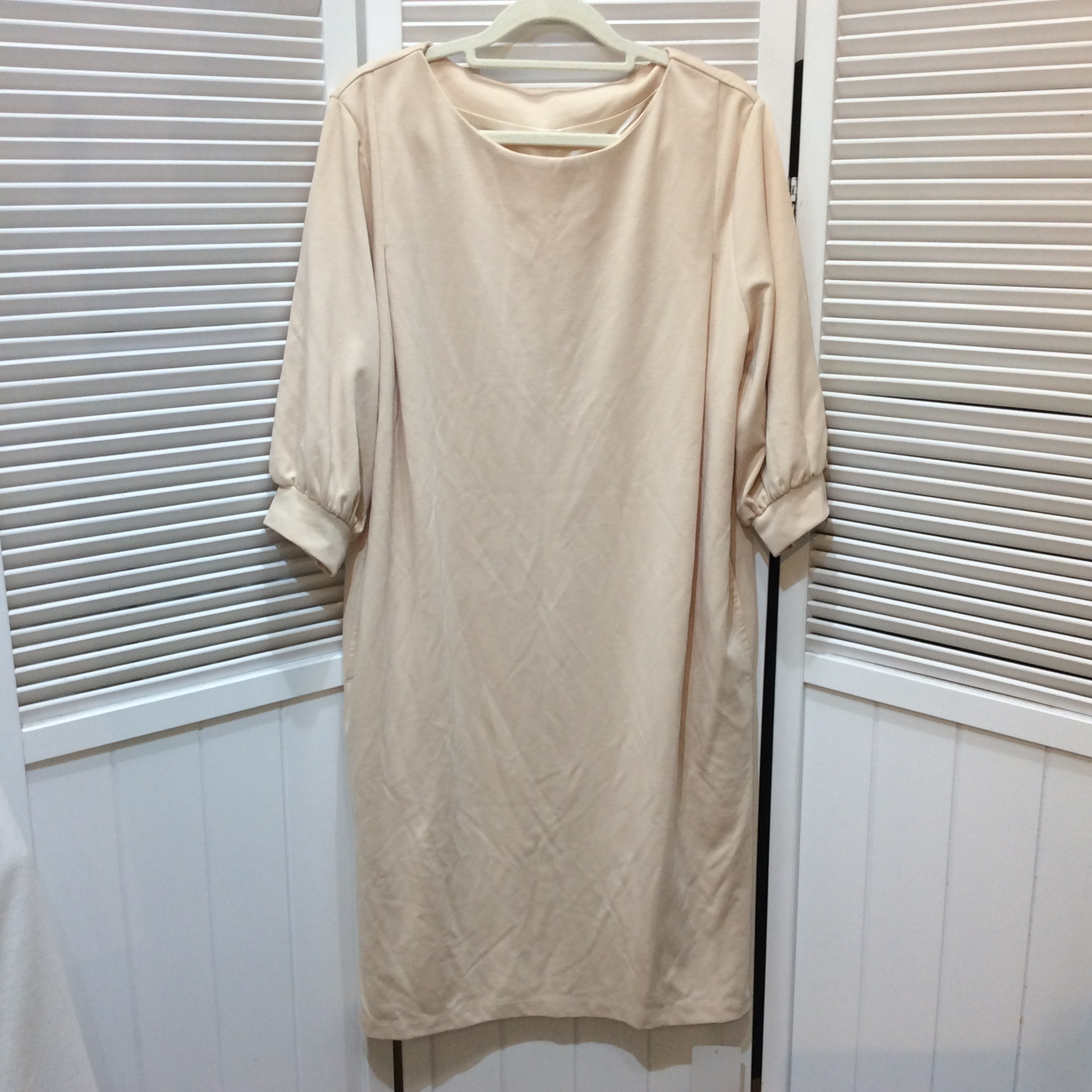 未使用☆YAGI ヤギ anywise エニワイズ加工 レディース 5分袖ワンピース LL ベージュ系