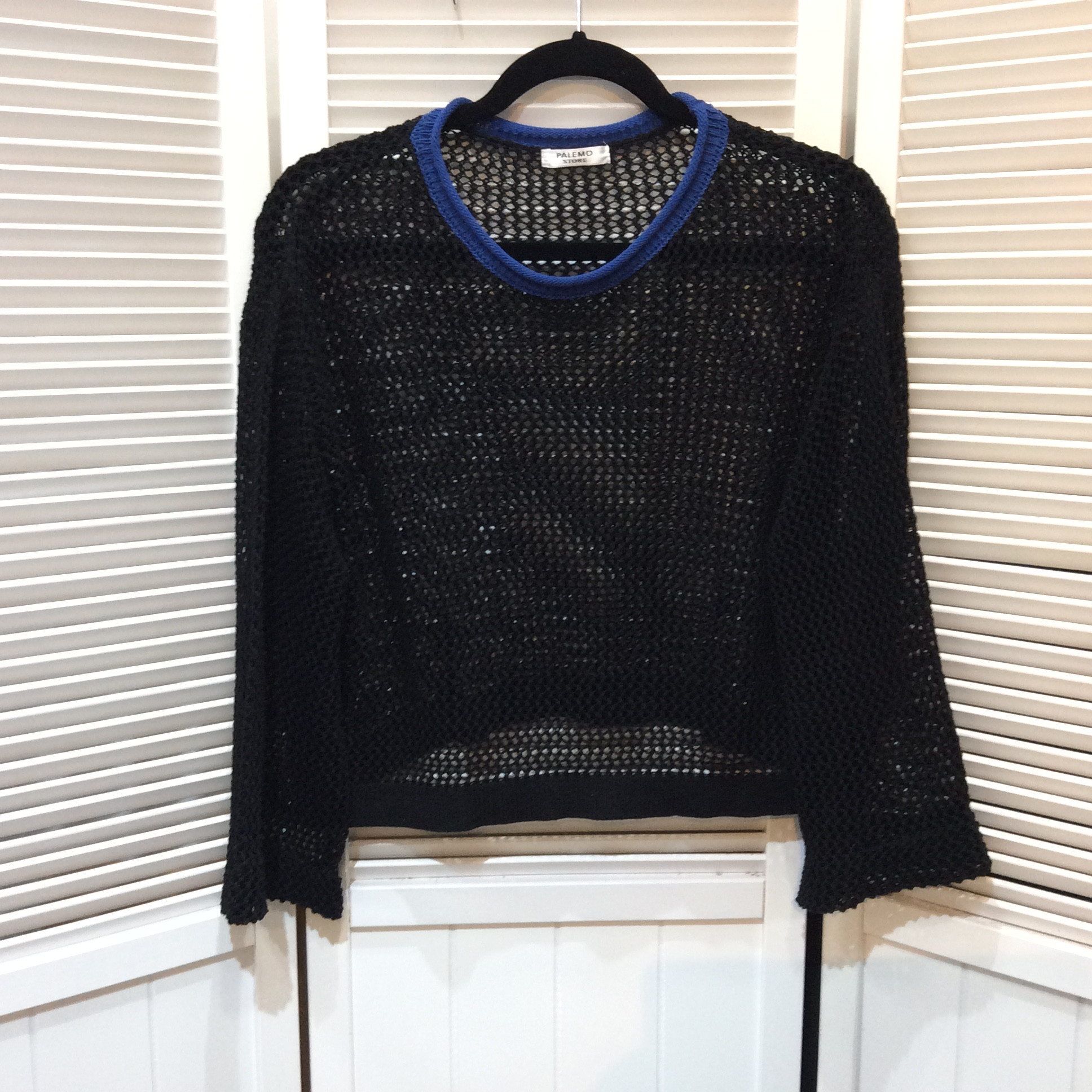 ショート丈ニットセーター フリーサイズ  ブラック／ブルー