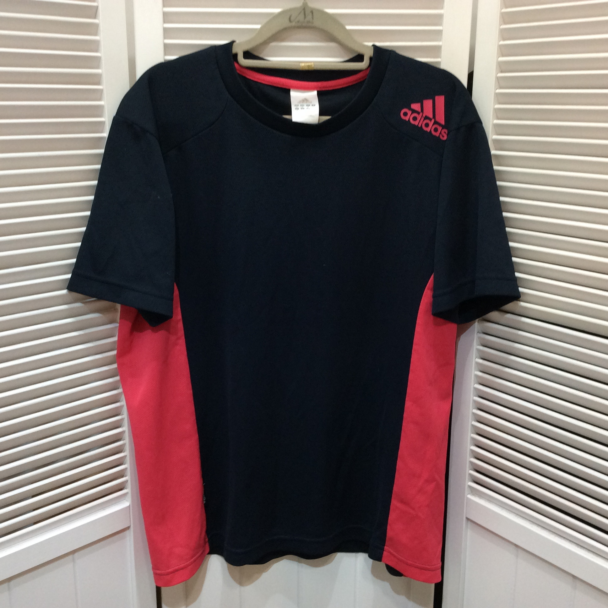 アディダス Tシャツ O ネイビー×ピンク メッシュ