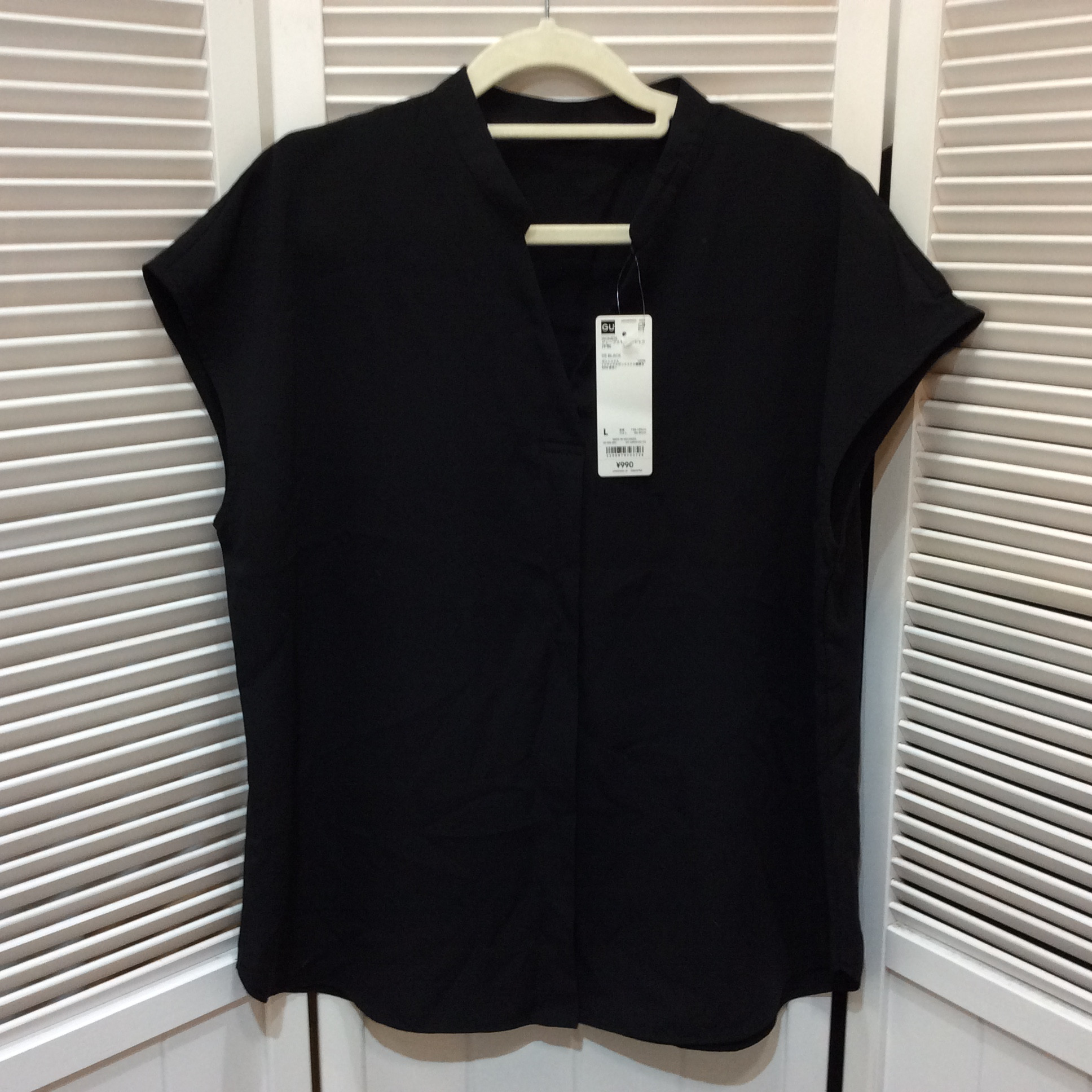 未使用☆GU ジーユー ドレープスキッパーシャツ L ブラック