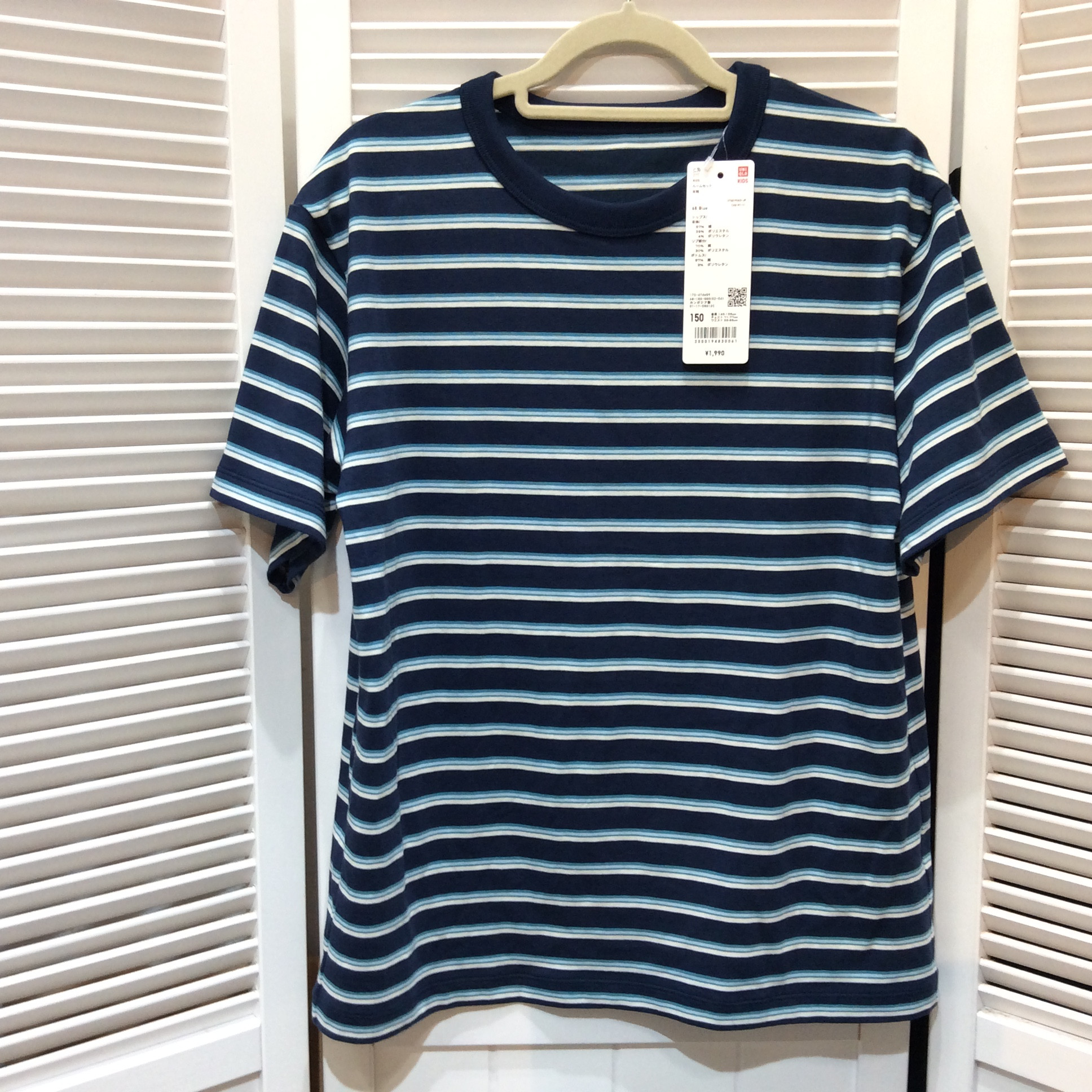 未使用 ユニクロ Tシャツ  150サイズ  ブルーストライプ  子供
