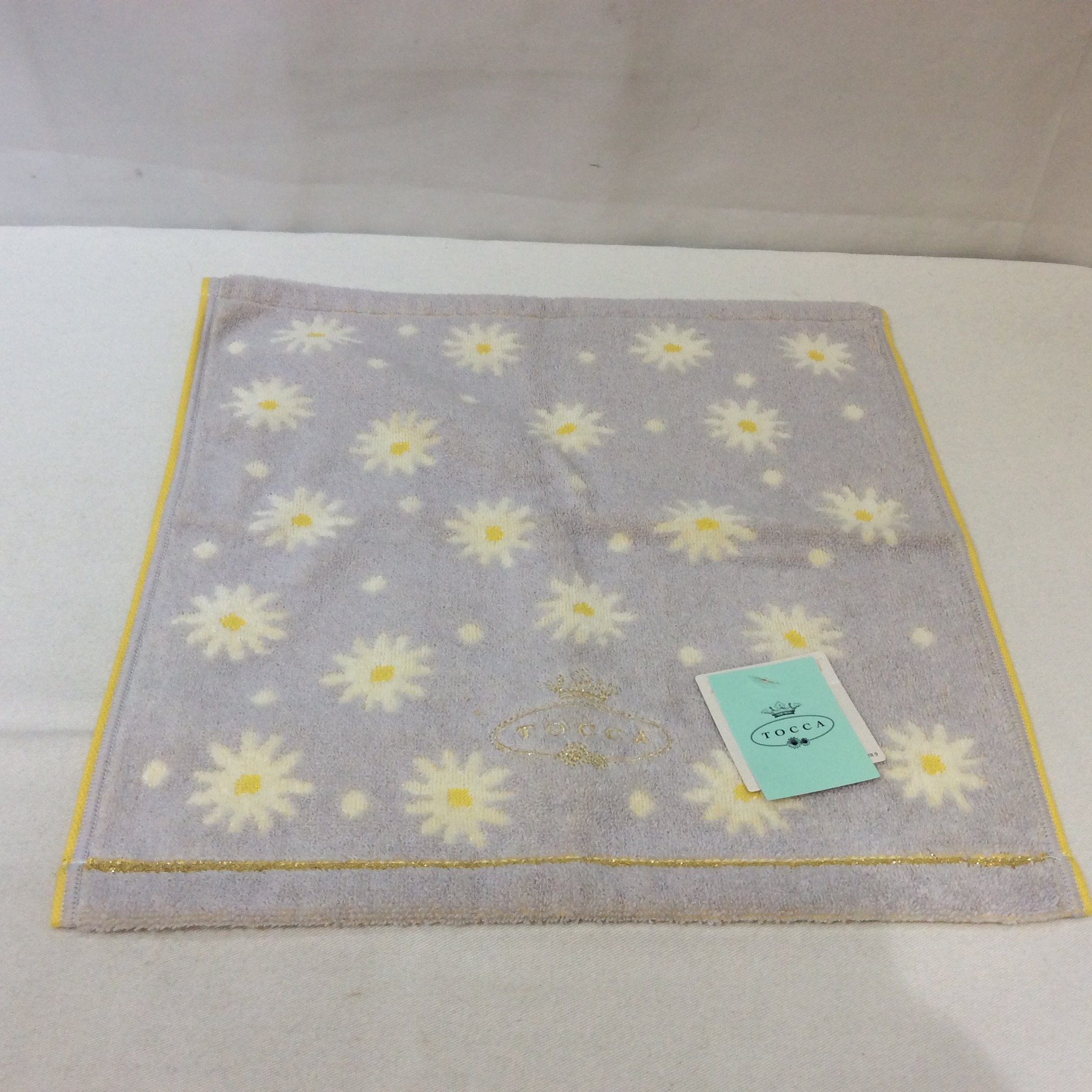 未使用 トッカ  ウォッシュタオル  グレー／お花