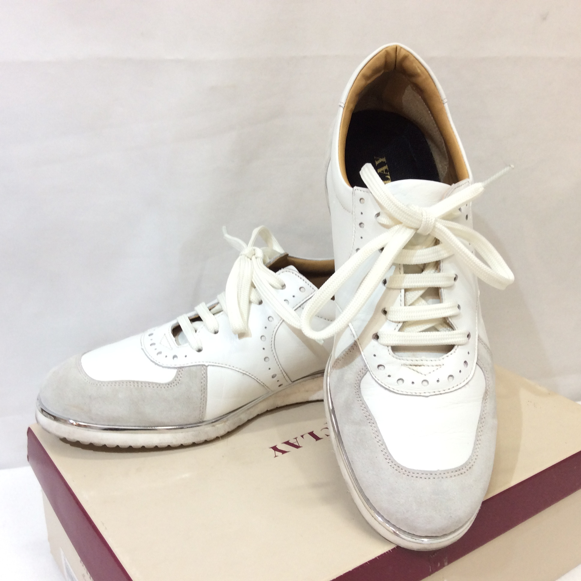 BARCLAY バークレー レザーシューズ  23.5cm ホワイト／グレー