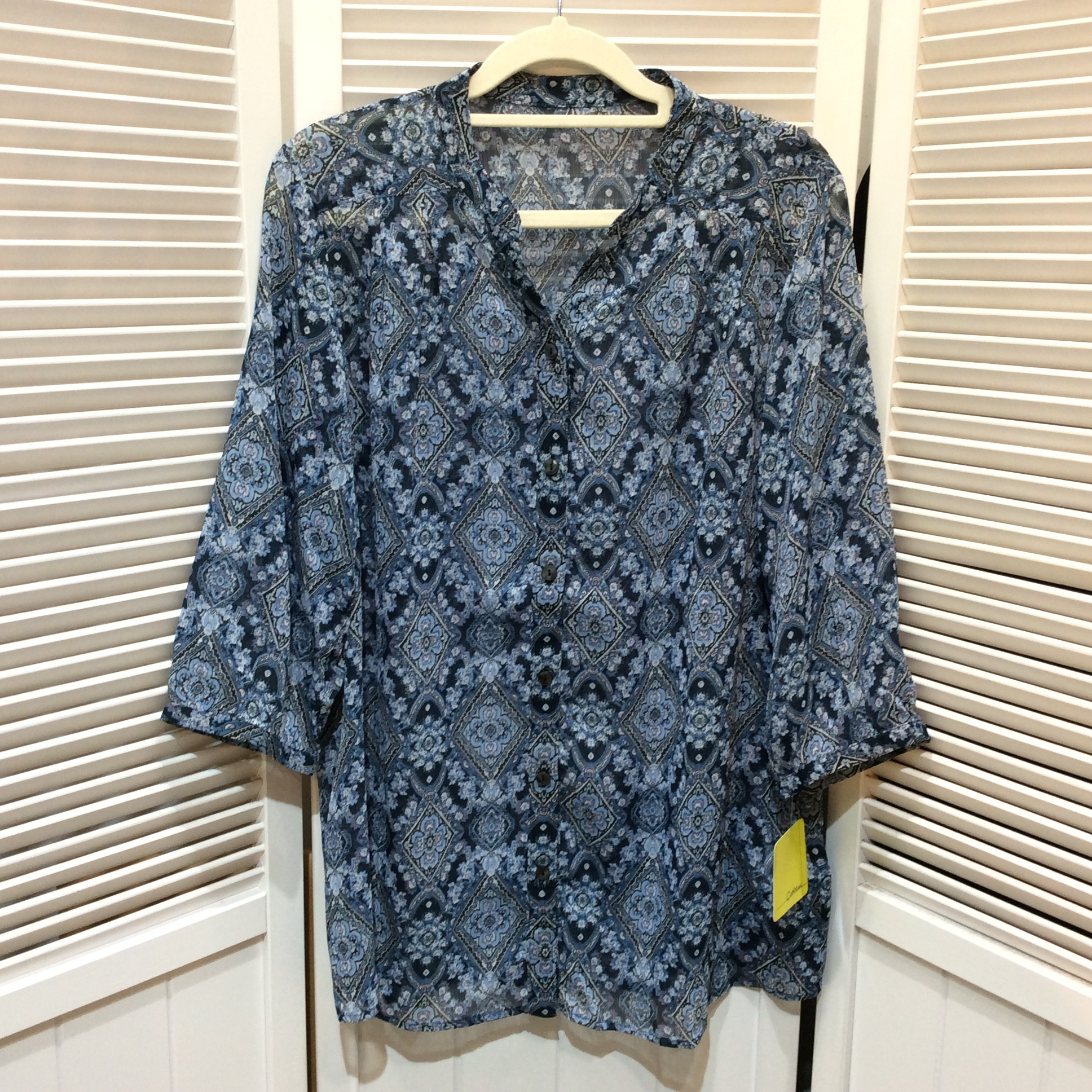 新品☆ブラウスカーディガン L ブルー柄