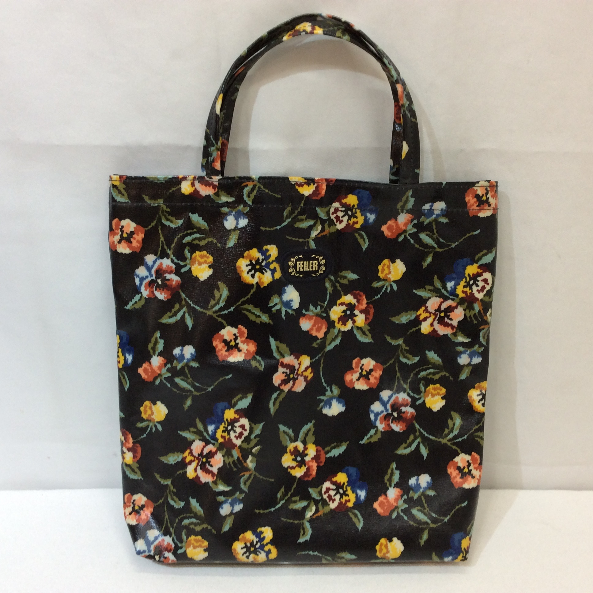 FEILER フェイラー 手提げバッグ ブラック×花柄