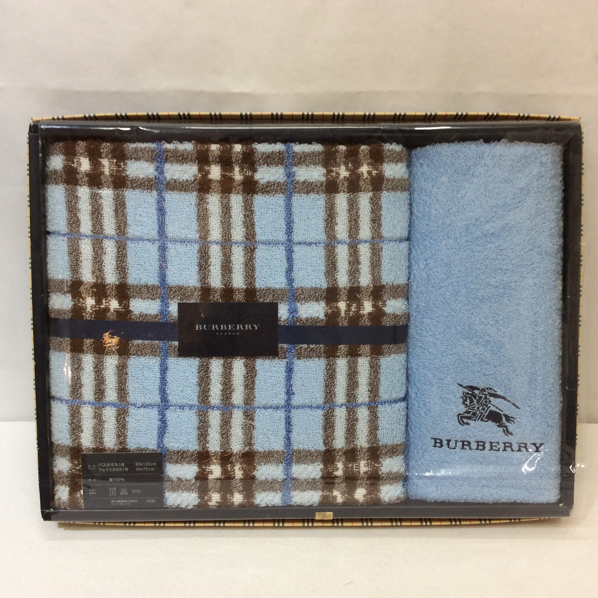 未使用☆バーバリー バスタオル＆フェイスタオル 2枚セット