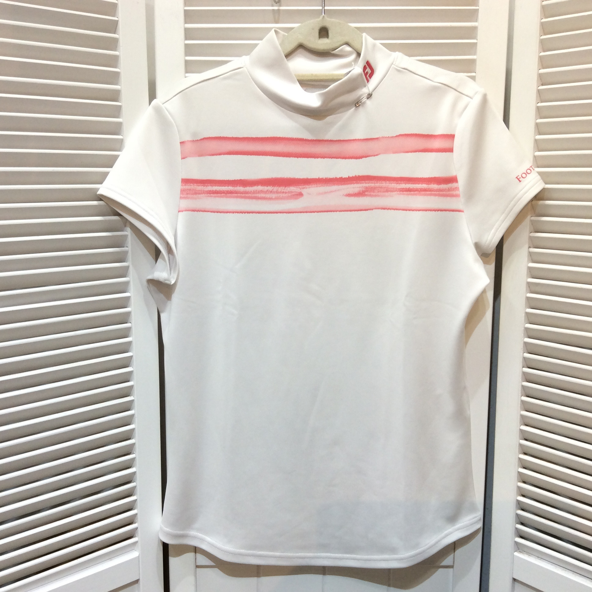 FOOTJOY ゴルフウエア ハイネックシャツ Mサイズ ホワイト／ピンク