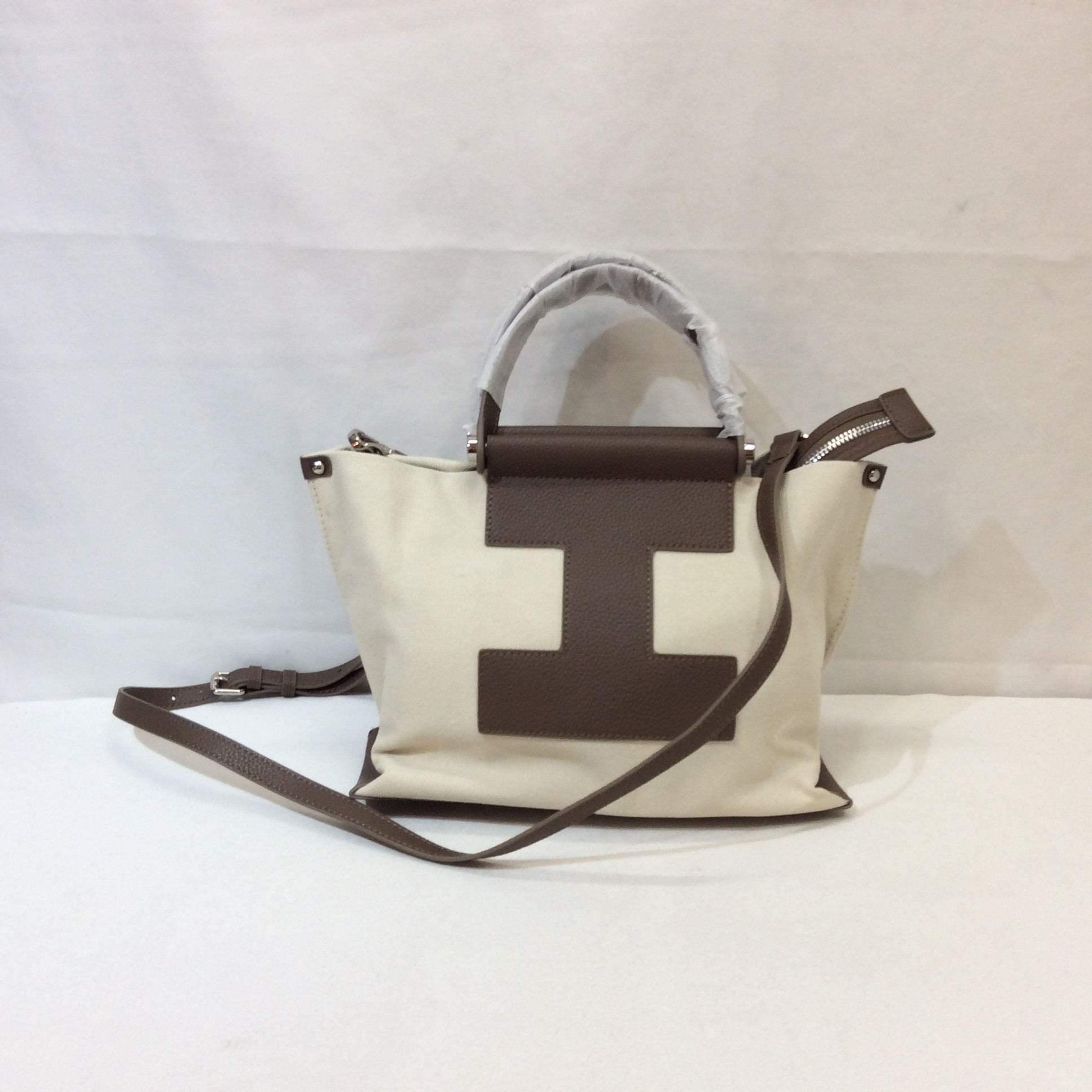 未使用 キャンバス 2WAYバッグ  ナチュラル／ブラウン  韓国