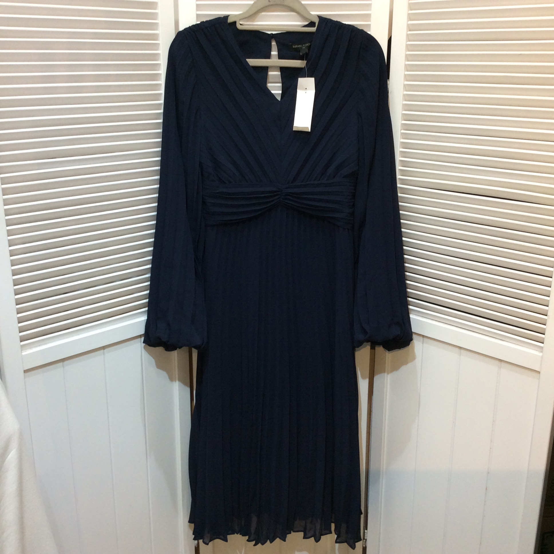 未使用☆BANANA REPUBLIC バナナリパブリック プリーツロングワンピース 0 ネイビー