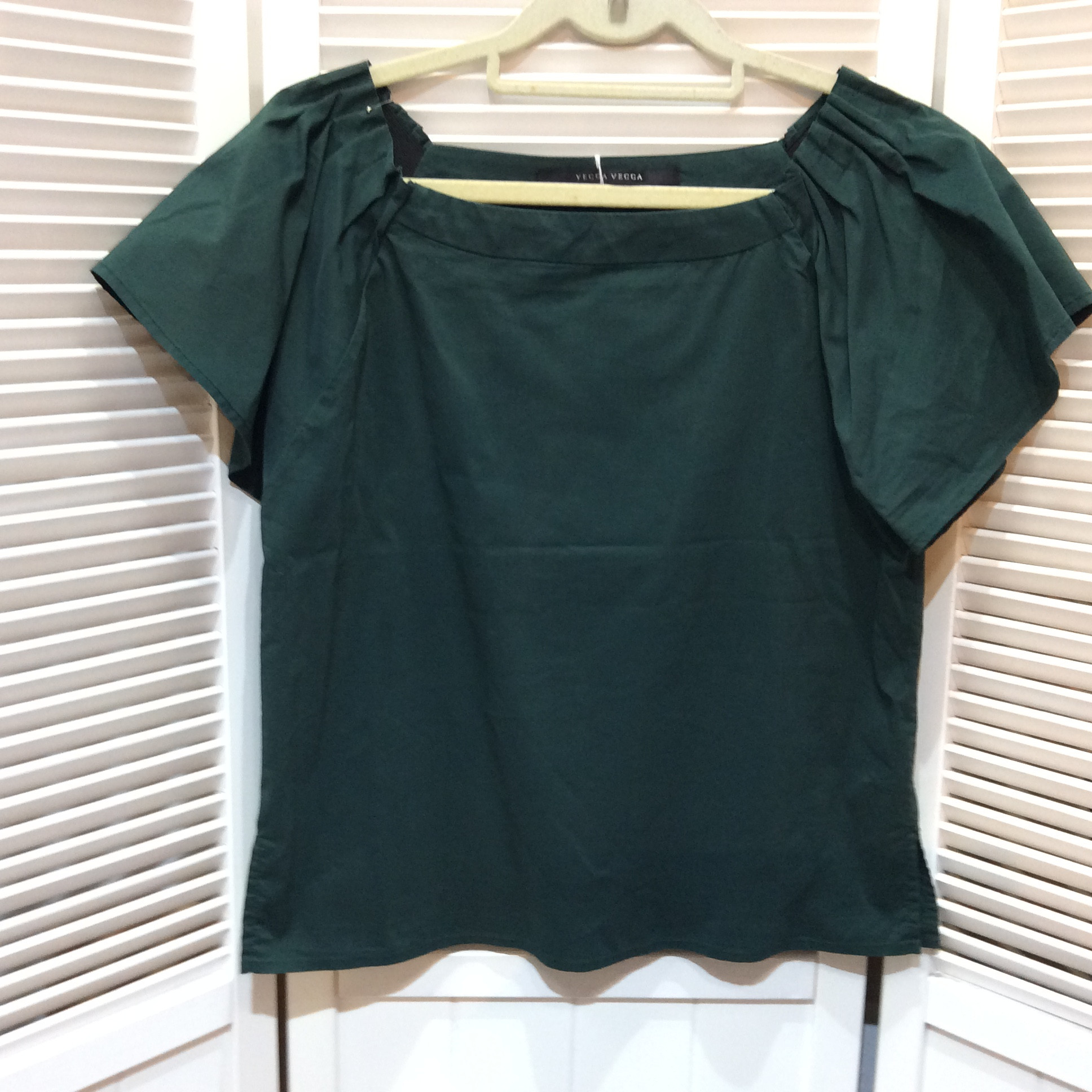 YECCA VECCA フリル袖ブラウス フリーサイズ   ダークグリーン