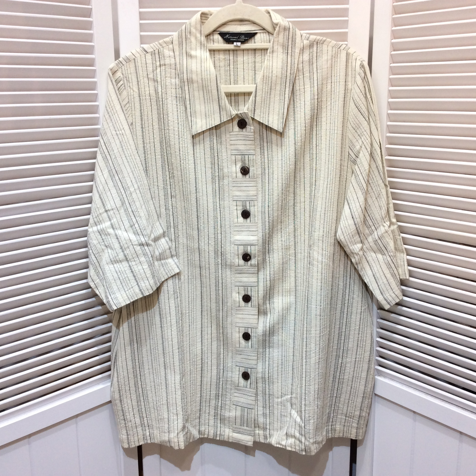 未使用☆レディース 半袖オーバーブラウス L アイボリー系