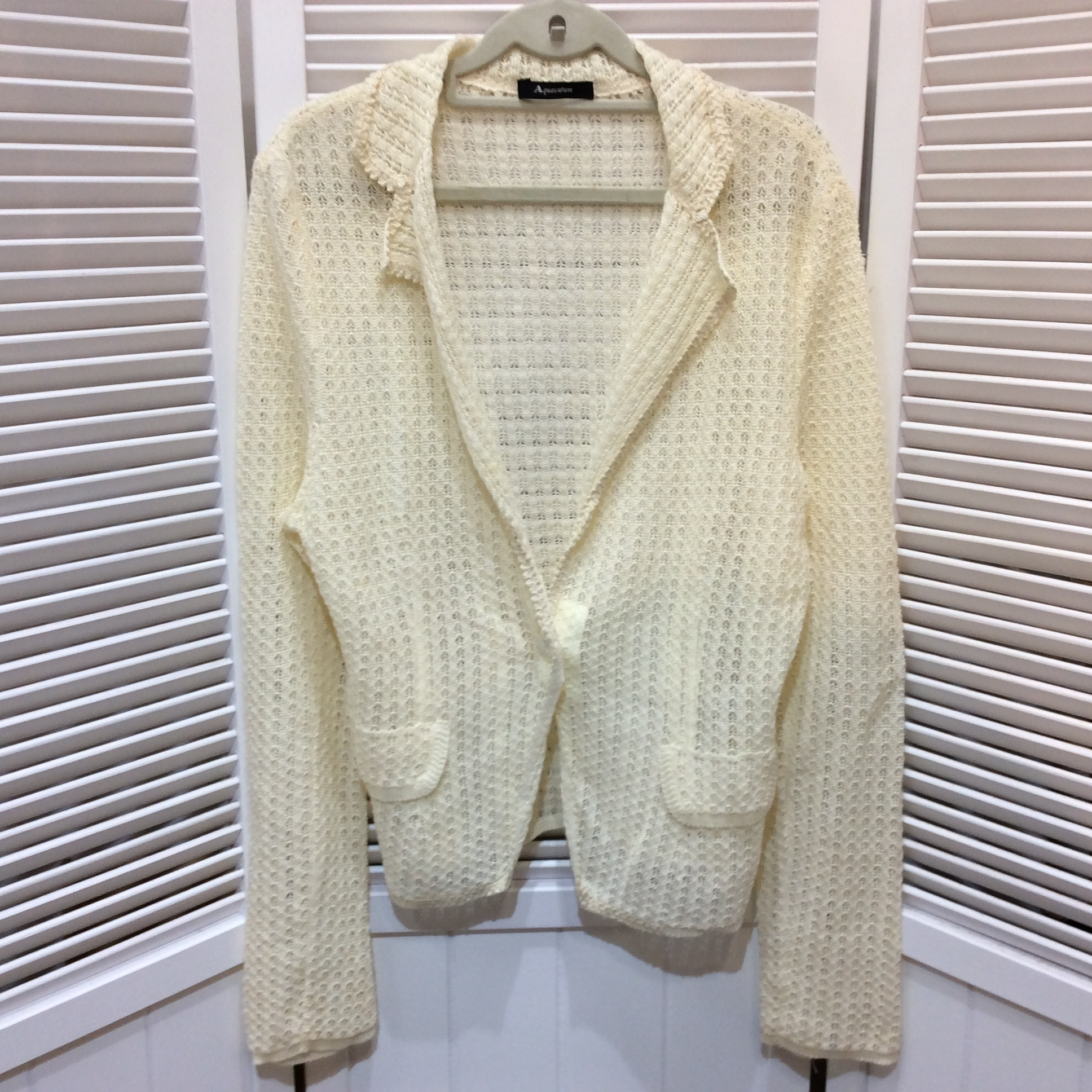 アクアスキュータム 麻カーディガン 11号 アイボリー系