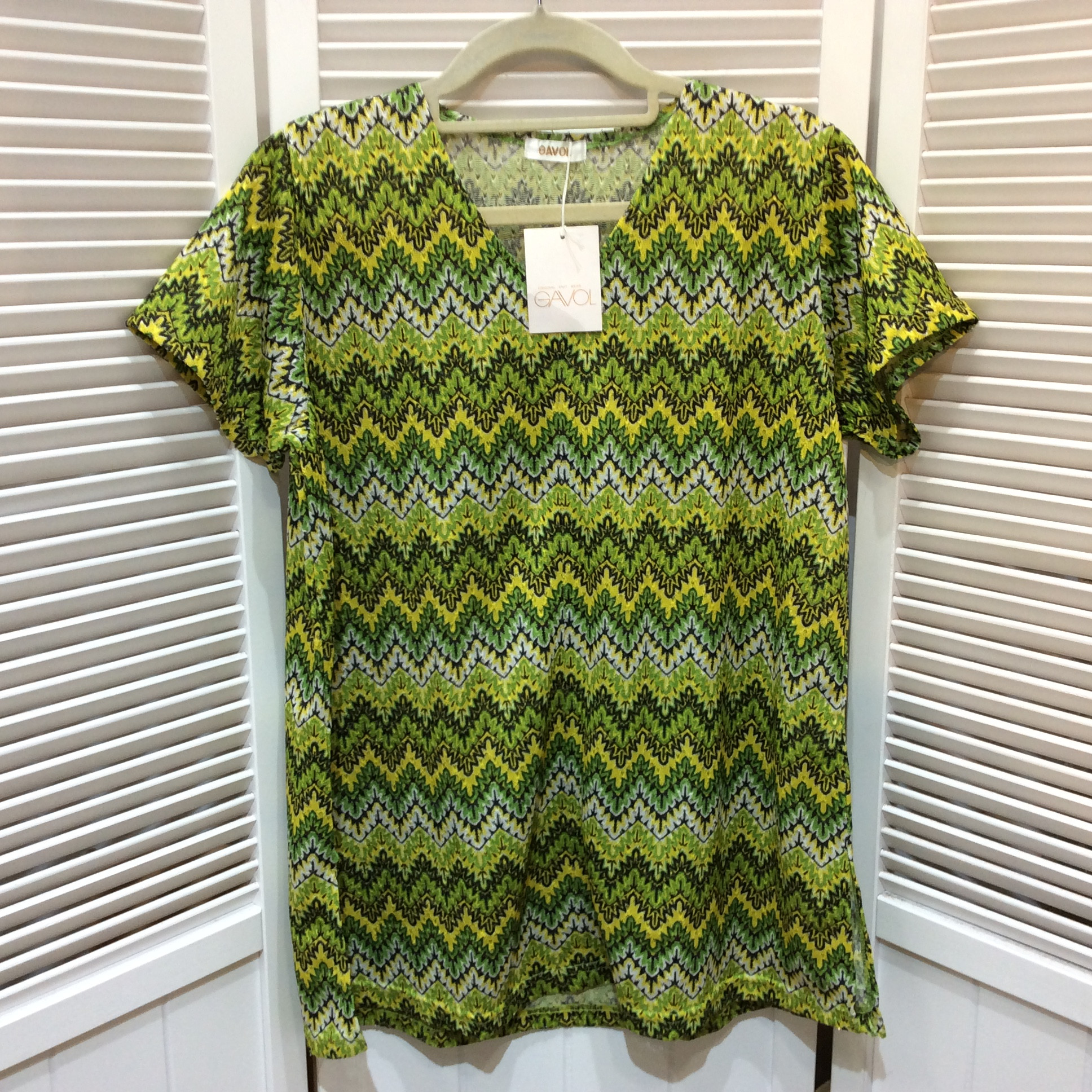 未使用☆GAVOL 半袖カットソー プルオーバー M グリーン柄