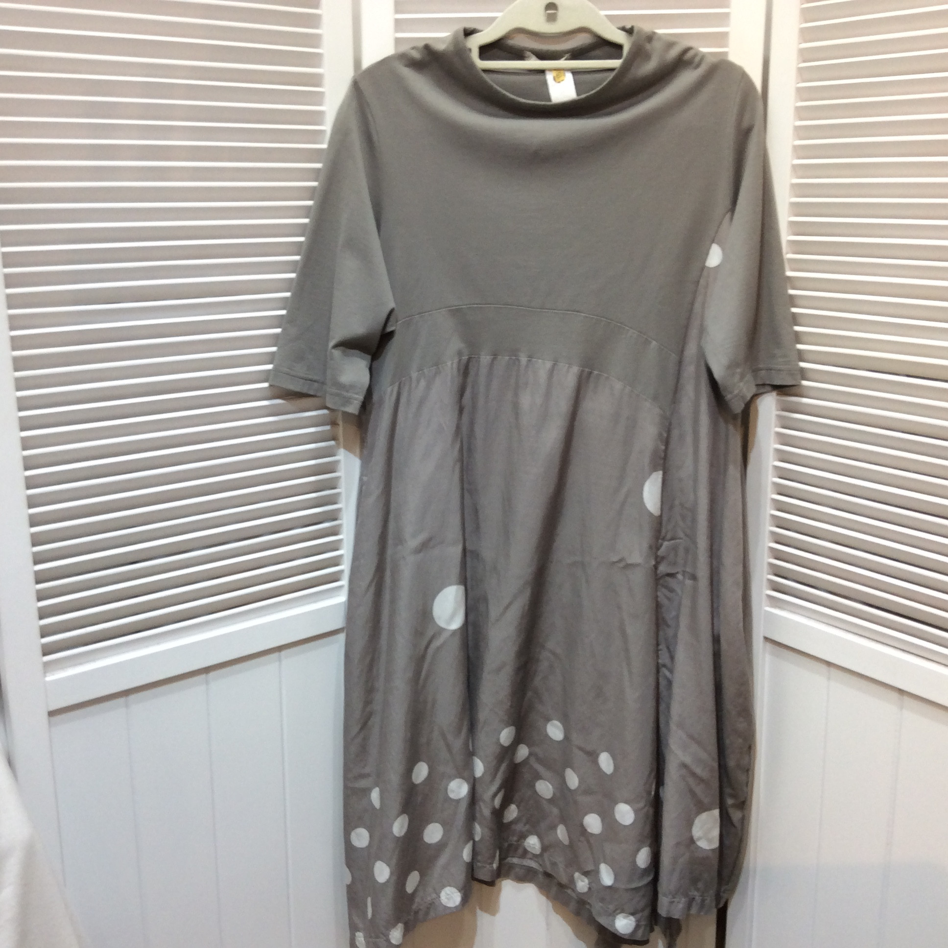 CRESCENT チュニックワンピース Mサイズ グレージュ／ドット柄