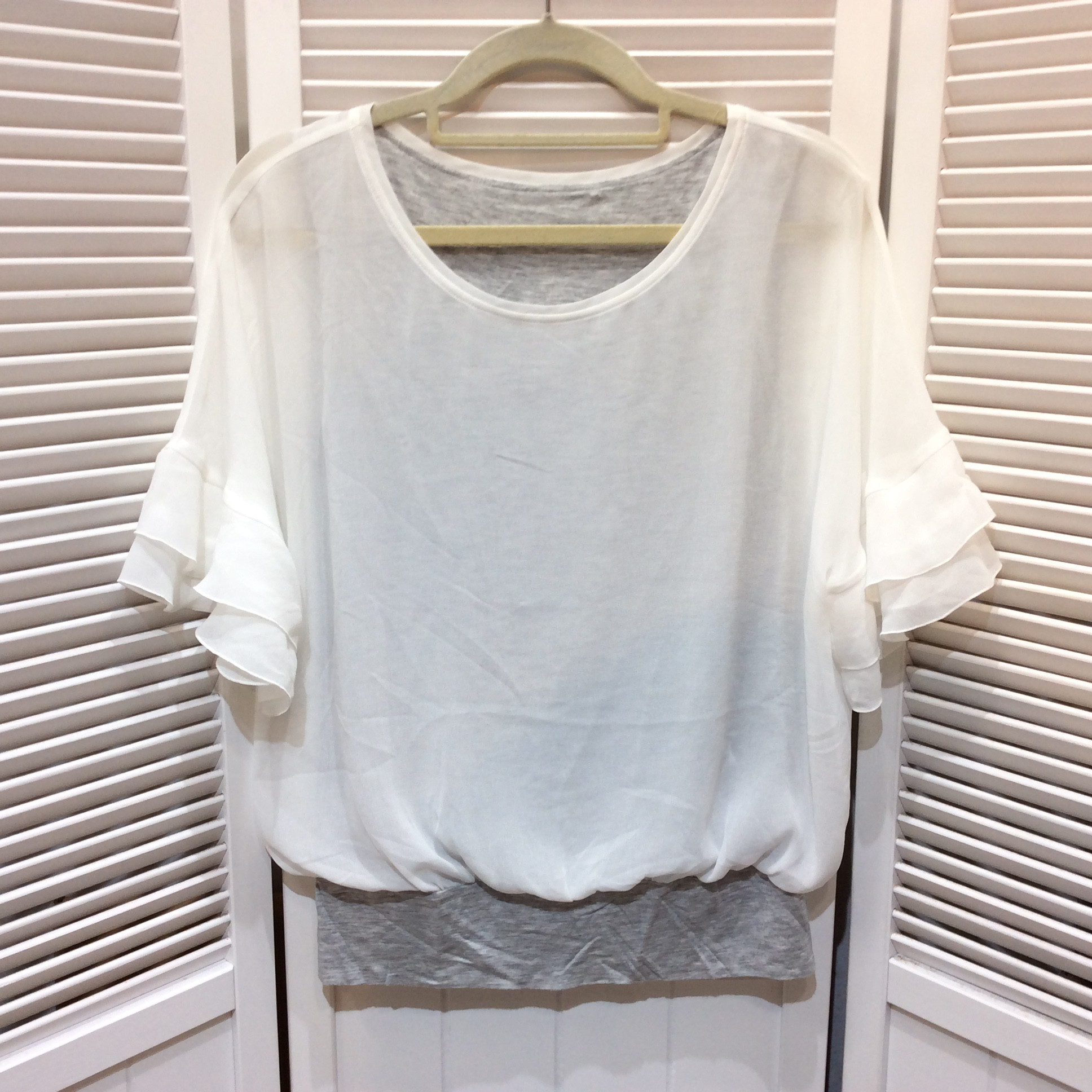 半額値下げ❗️NOLLEY'S ノーリーズ 半袖カットソー 38 ホワイト×グレー