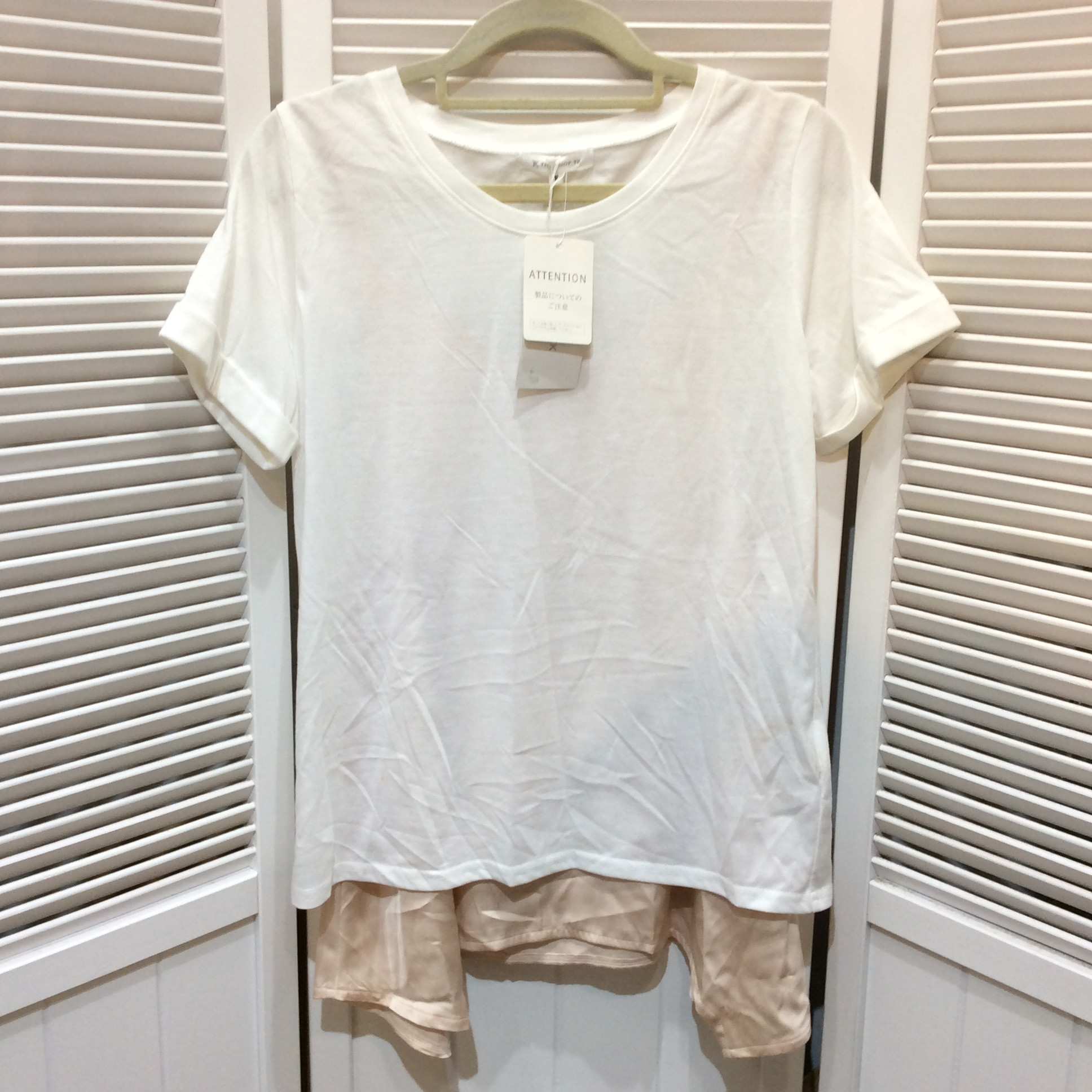 未使用☆THE SHOP TK タケオキクチ インナーキャミ付きノースリーブカットソー F ホワイト ワールド セットアイテム