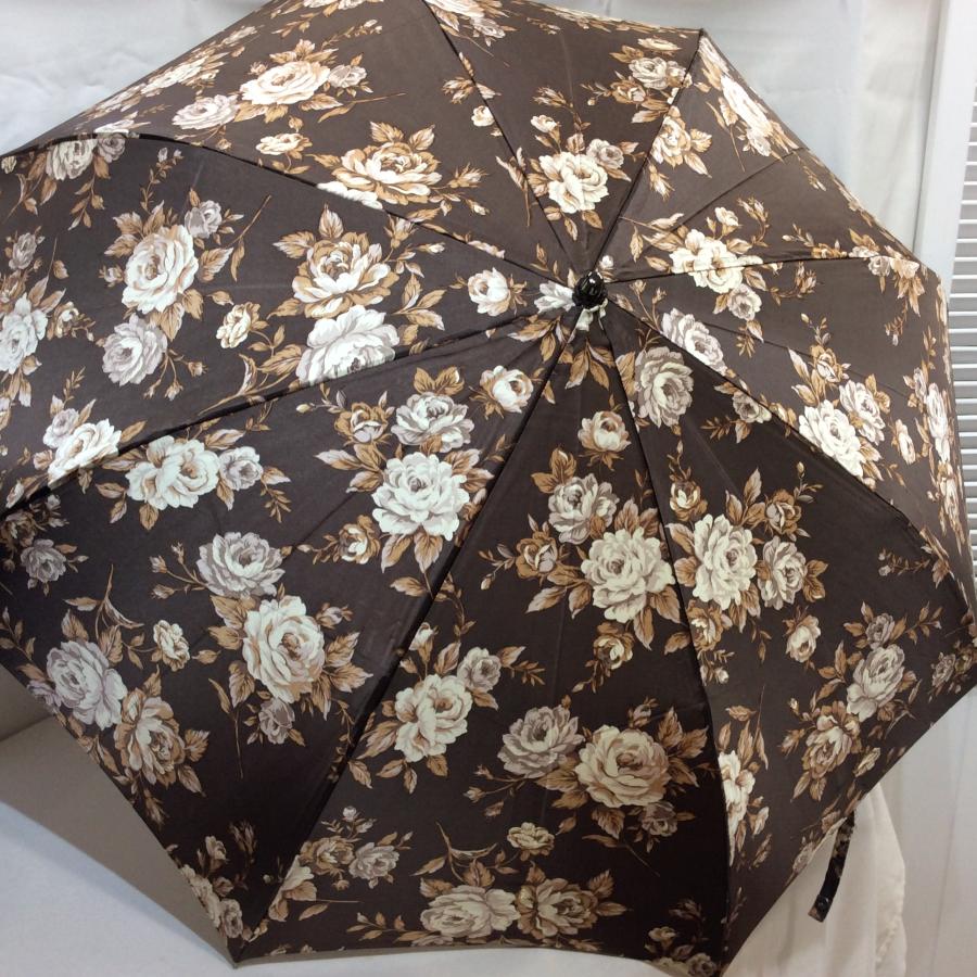30%off❗️新品☆折りたたみ日傘 百貨店商材 ブラウン フラワー柄 袋付き シルク素材