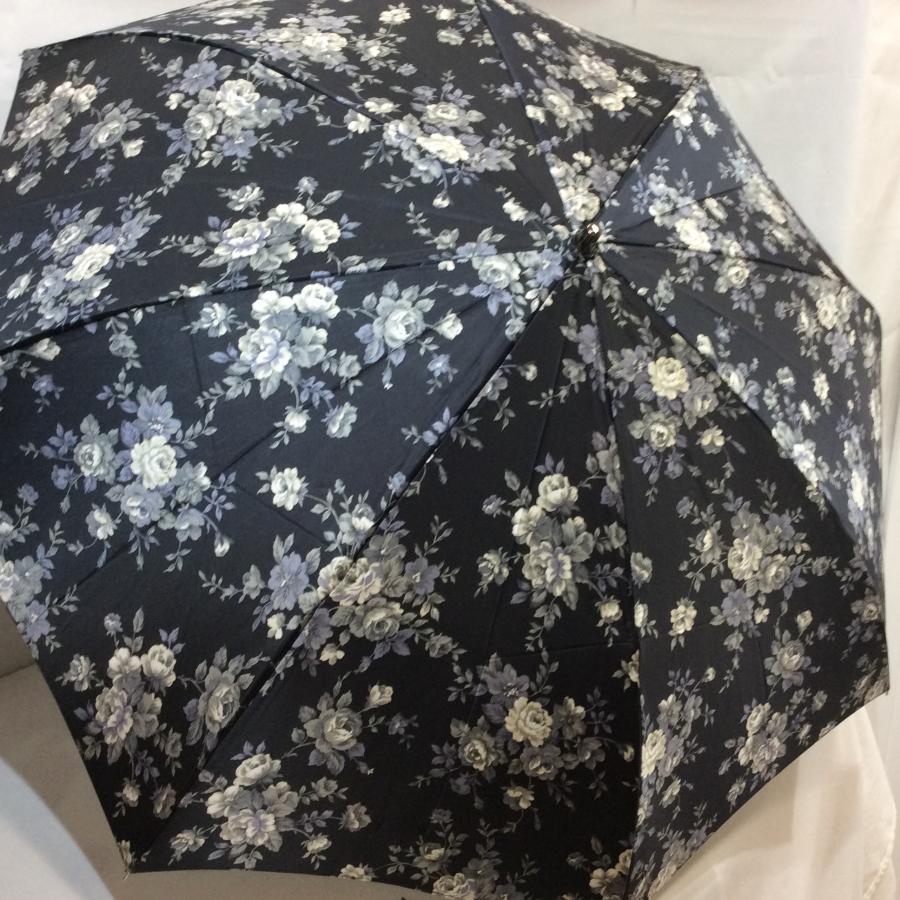 30%off❗️新品☆折りたたみ日傘 百貨店商材 ブラック フラワー柄 袋付き シルク素材