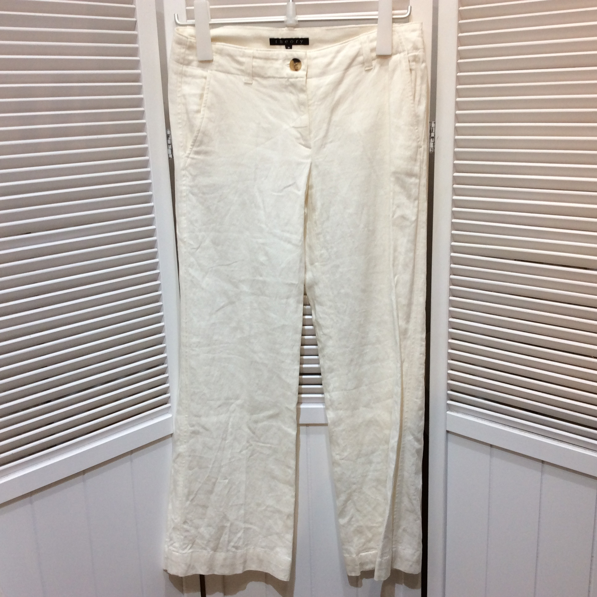 半額値下げ❗️theory セオリー レディース 麻混パンツ 2 ホワイト