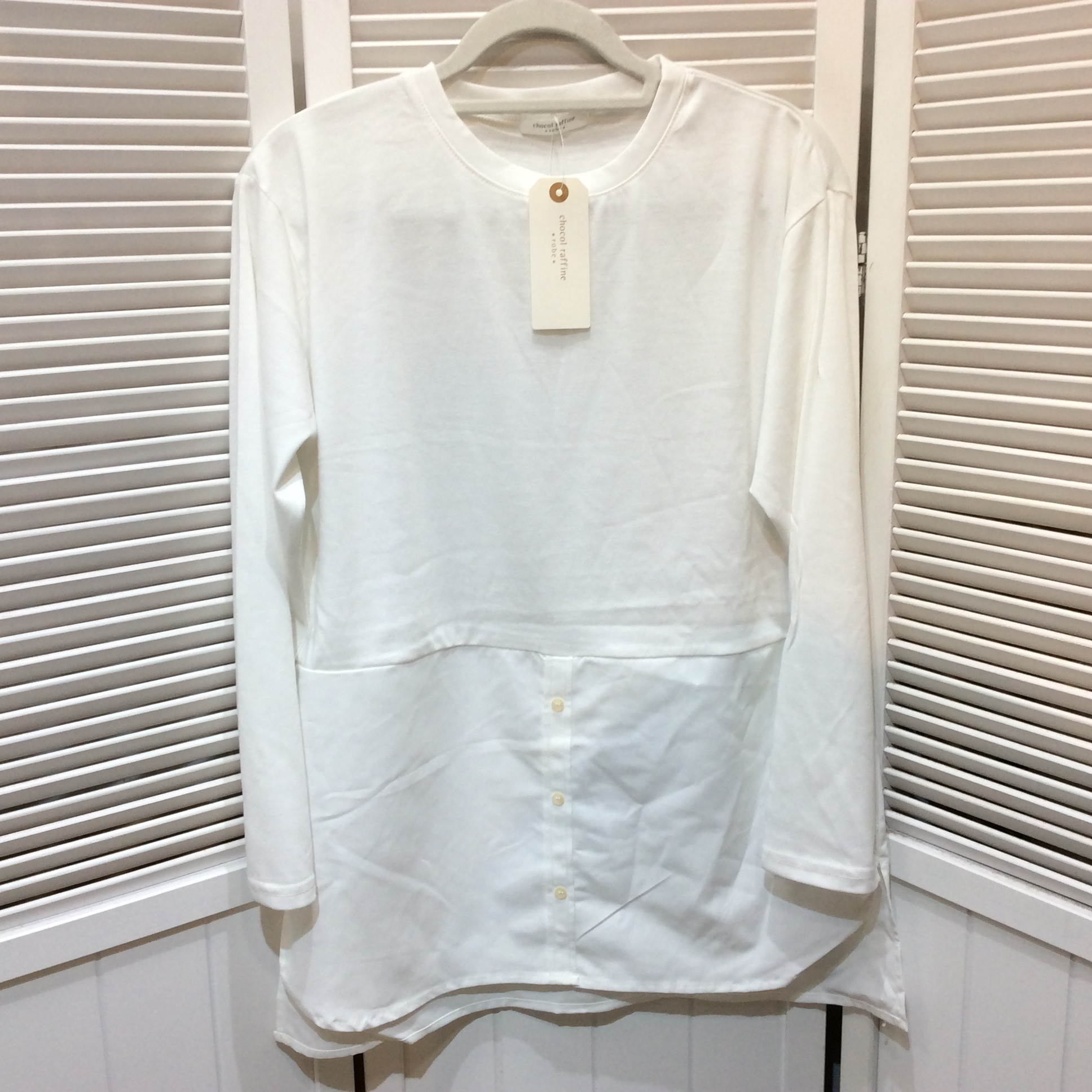 新品☆chocol raffine robe ショコラフィネローブ レイヤードシャツドッキングインナー F オフホワイト
