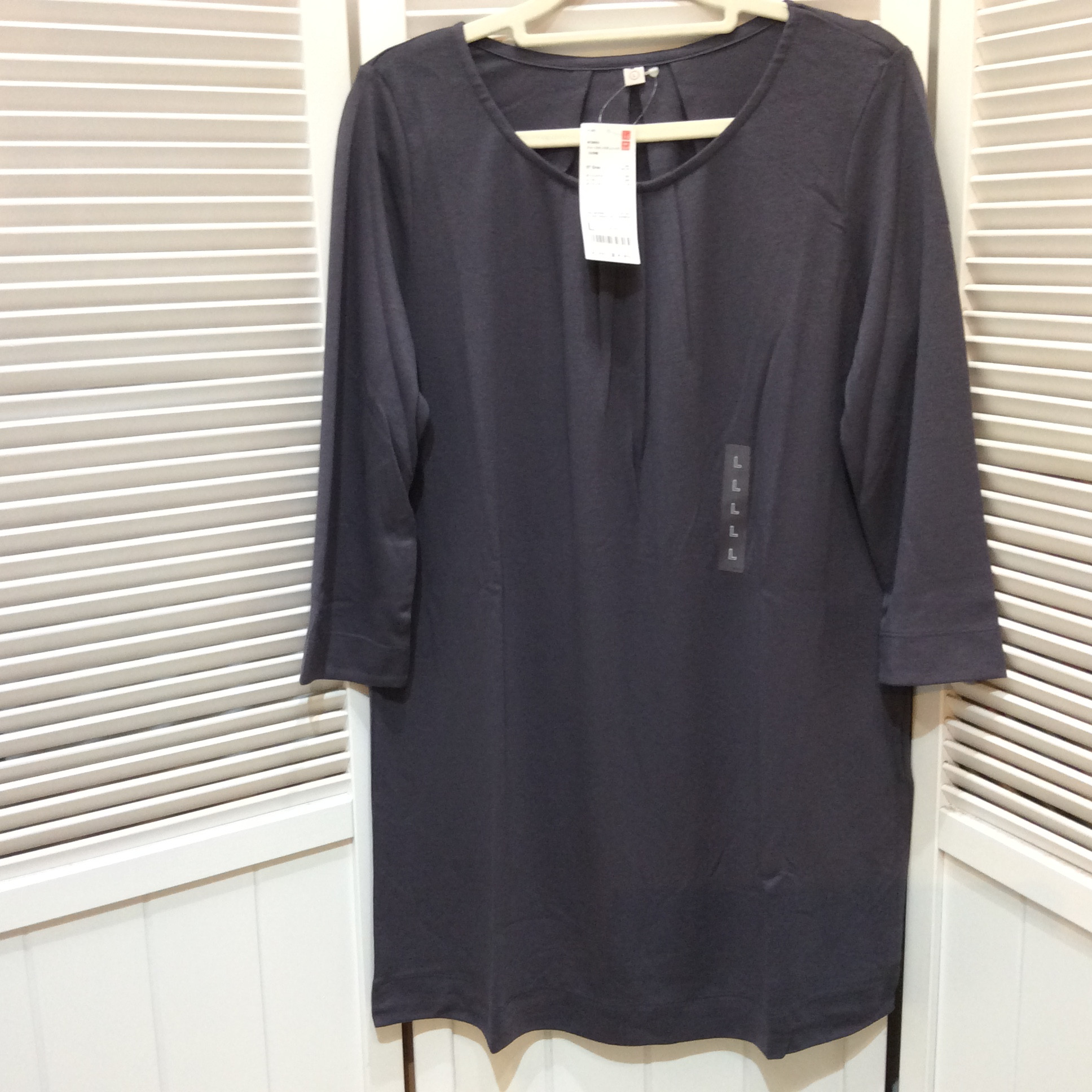 新品 定価の半額❗️ユニクロ 七分袖チュニック Lサイズ グレー