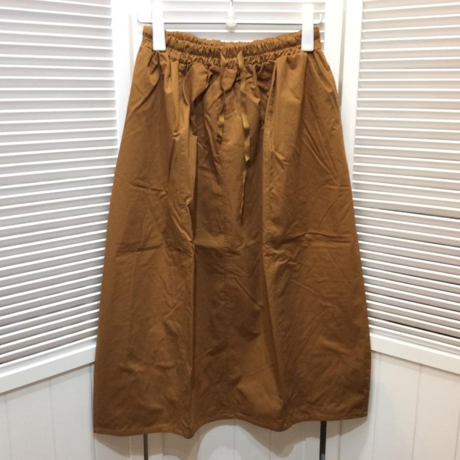 新品☆ディノス セシール 婦人 バルーンスカート LL ブラウン ゴム サイドポケット ロング丈 無地 綿素材 ふんわり 