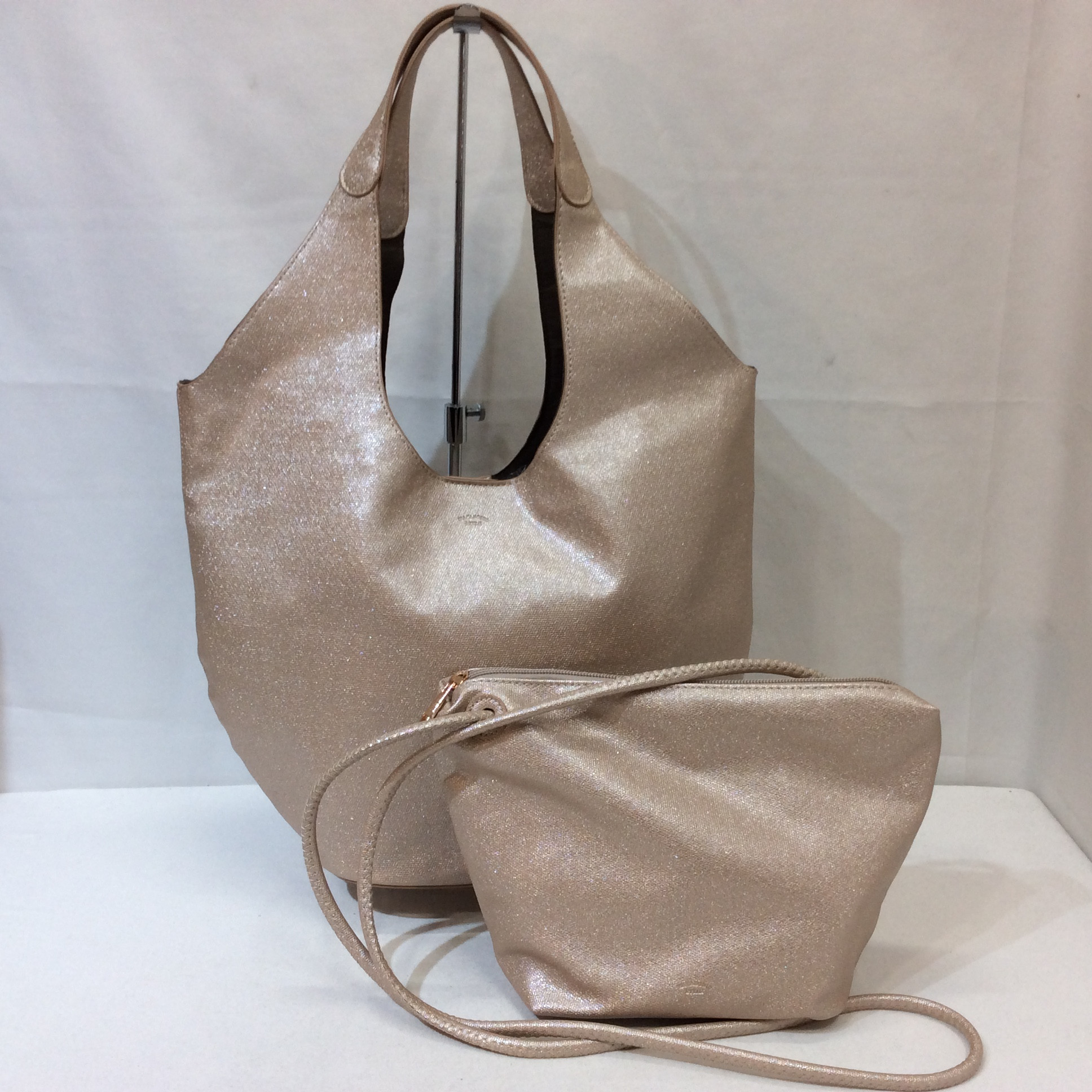 マカロニックスタイル ショルダーポーチ付きトートバッグ ピンクゴールド