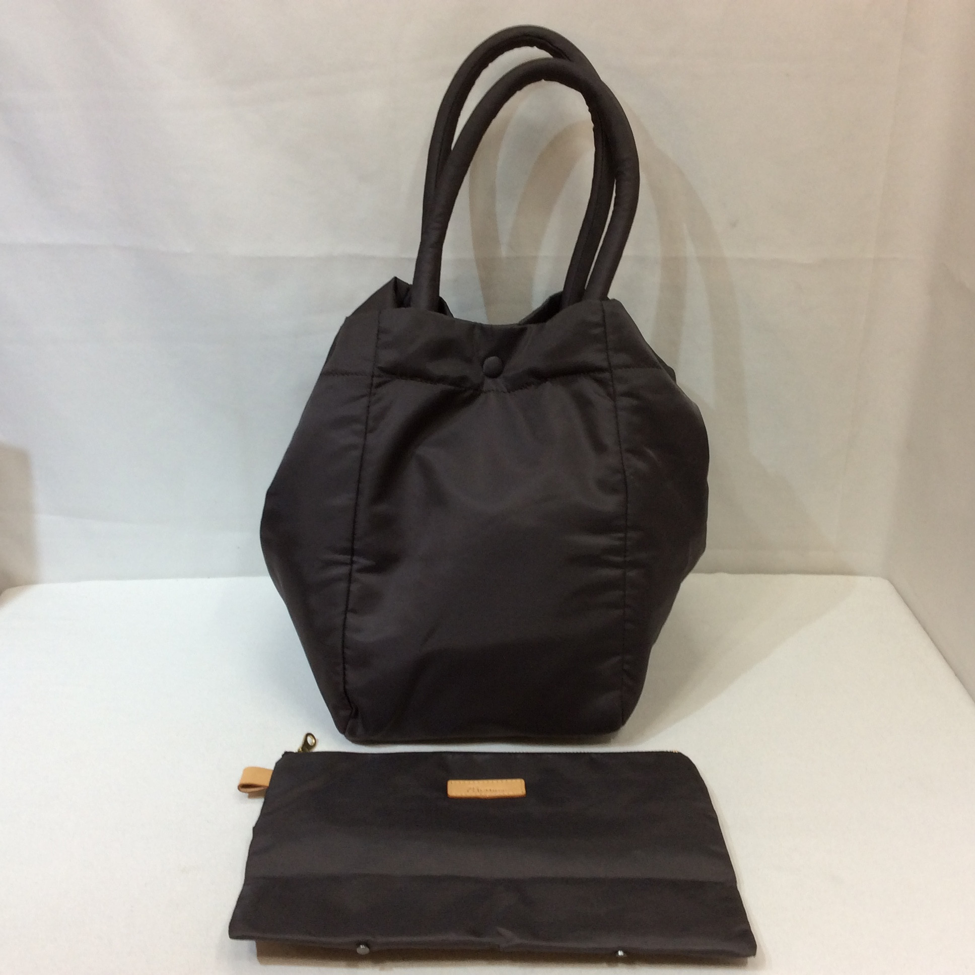 B-Three ビースリー ポーチ付き トートバッグ グレー系