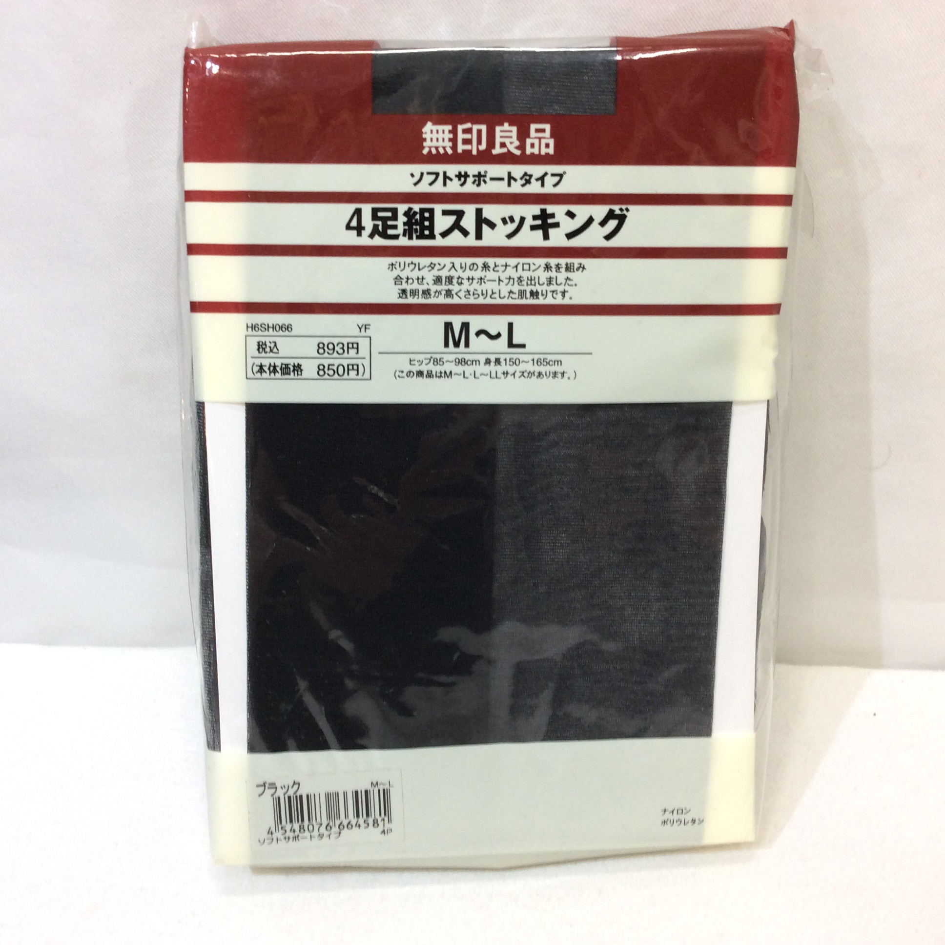 未使用☆無印良品 4足組ストッキング M~L ブラック