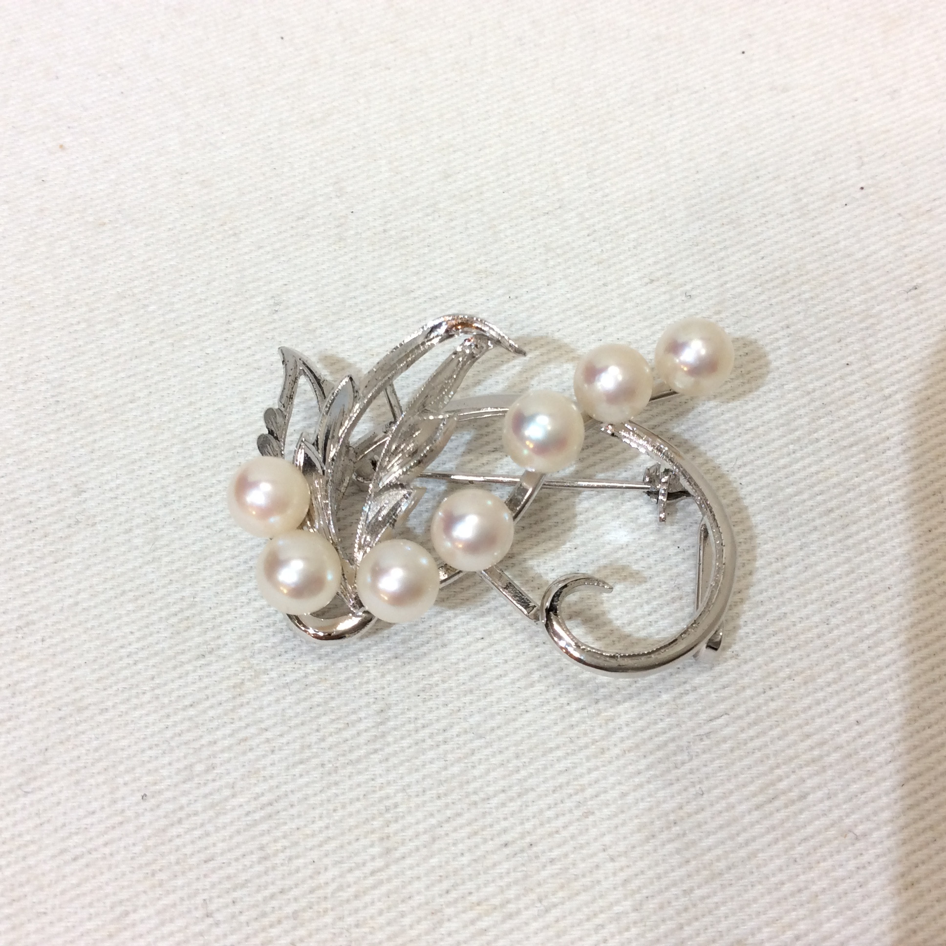 スターリングシルバー パールブローチ