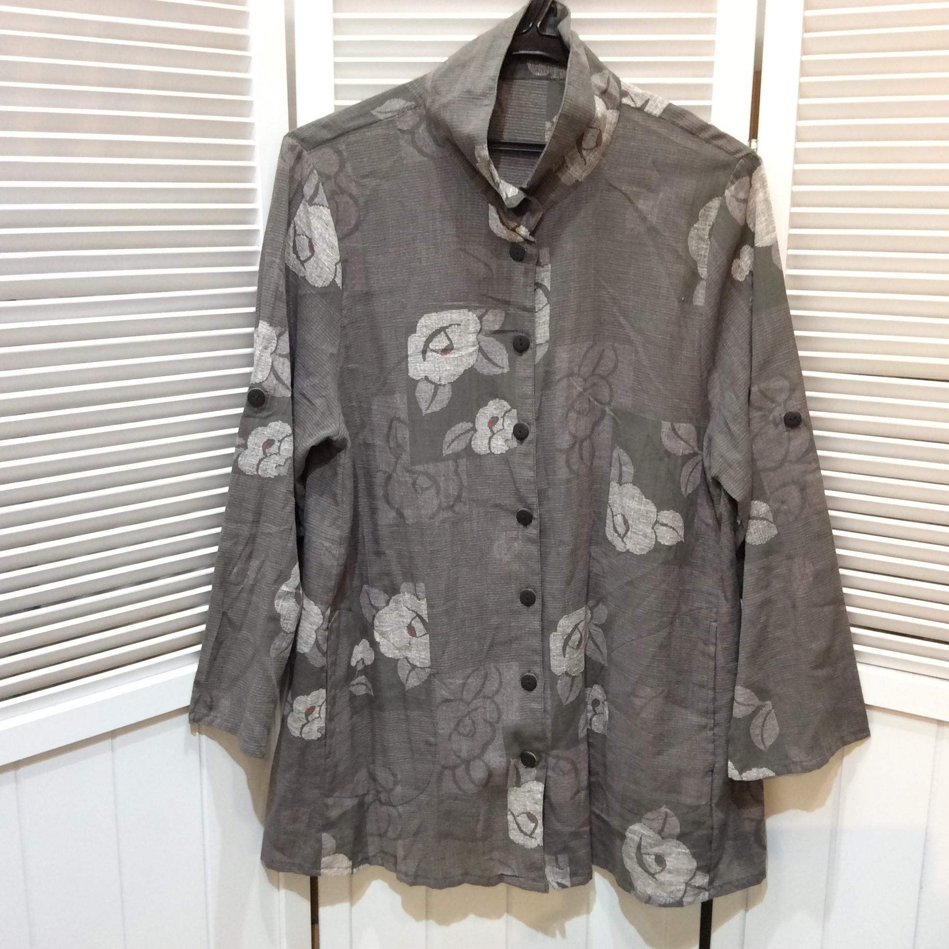 ブラウスジャケット フリーサイズ   ベージュ柄