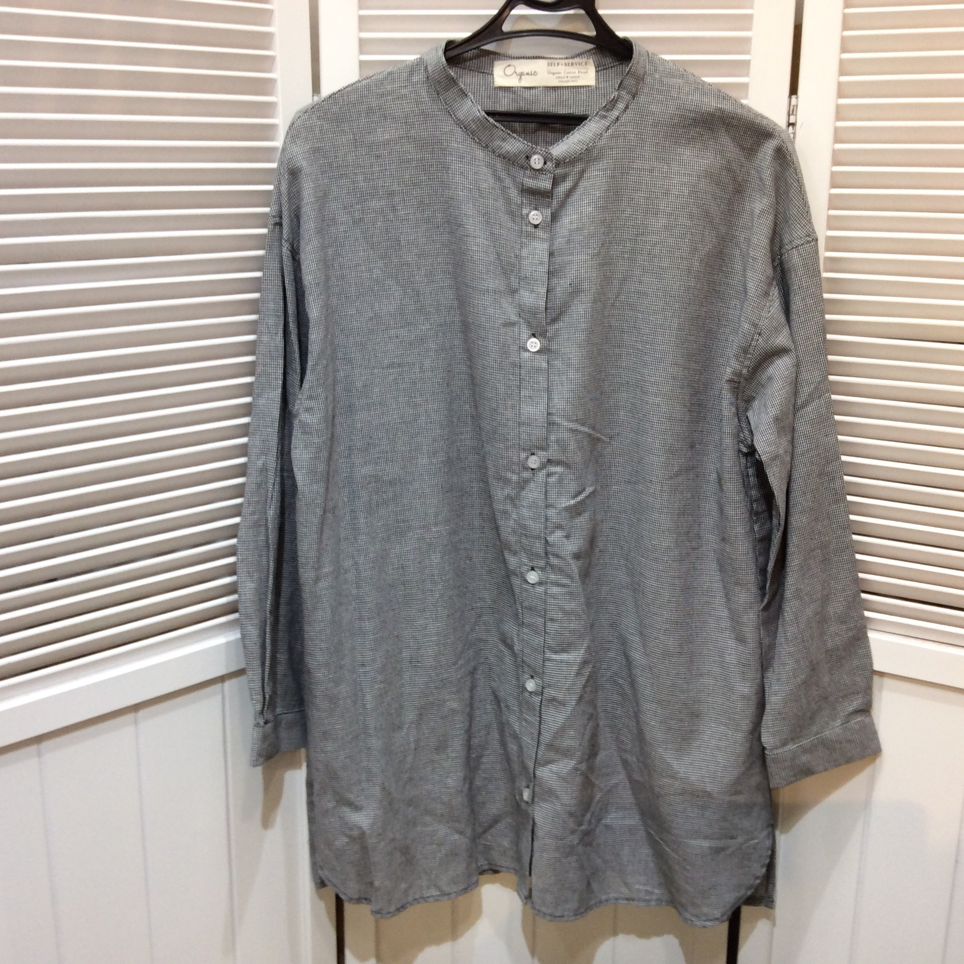 ノーカラーシャツチュニック  XLサイズ 白黒