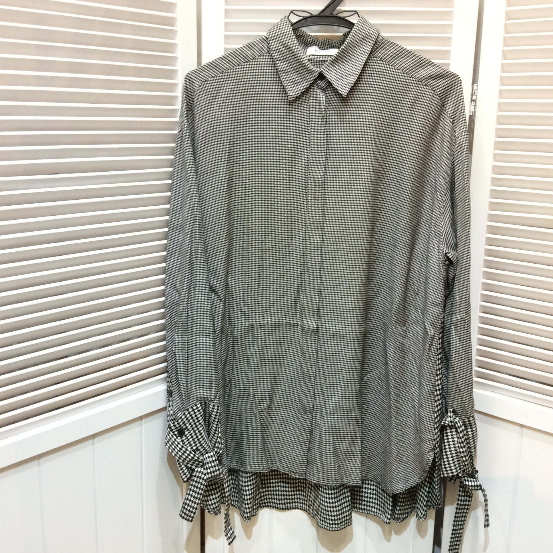 MOGA モガ オーバーブラウス  サイズ2     白黒千鳥格子