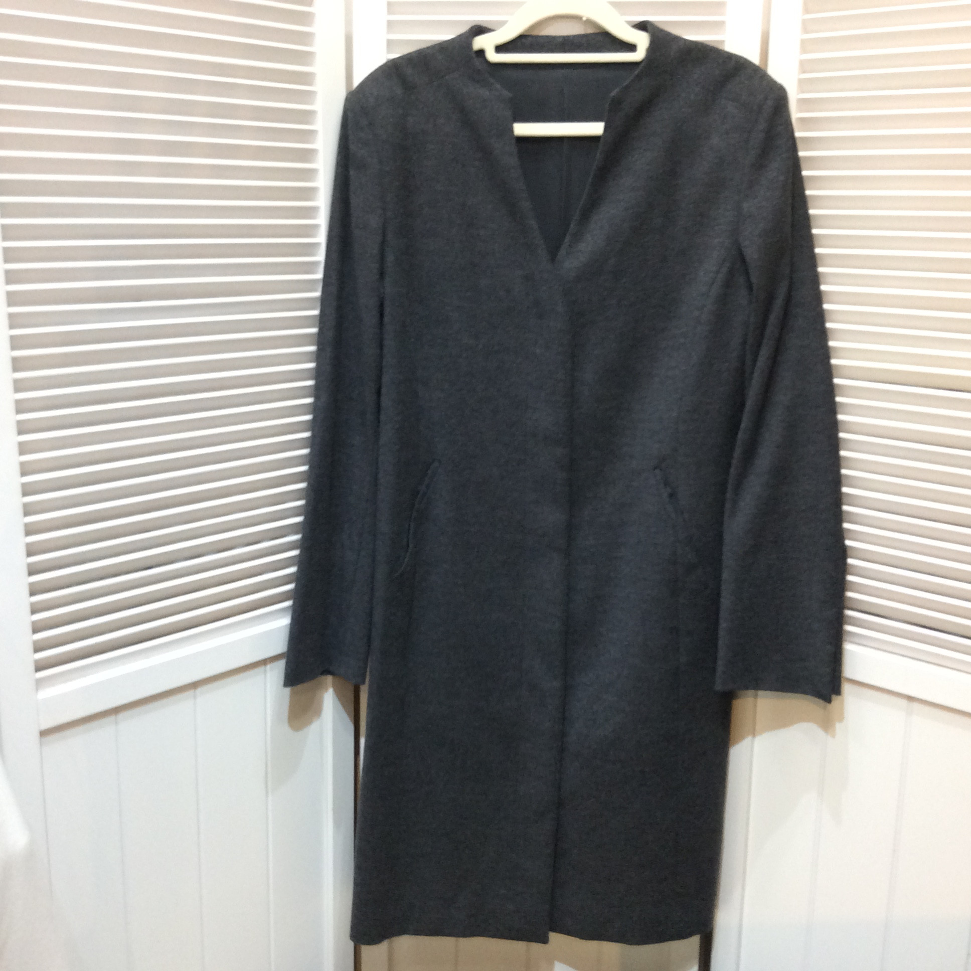 wb  ノーカラーコート  フリーサイズ   グレー