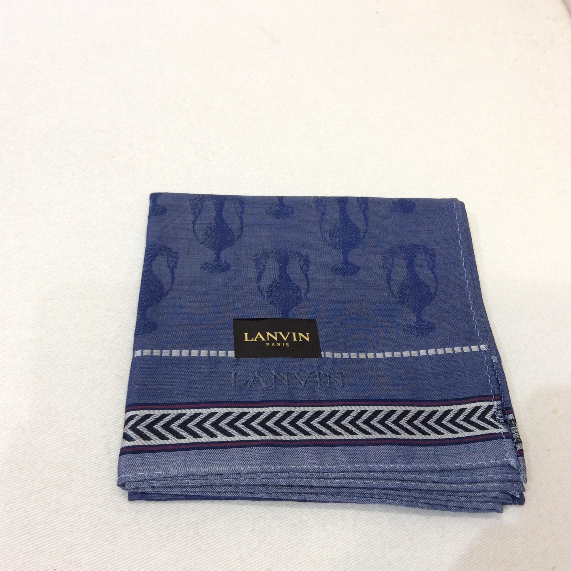 新品 ランバン ハンカチ  ブルー柄