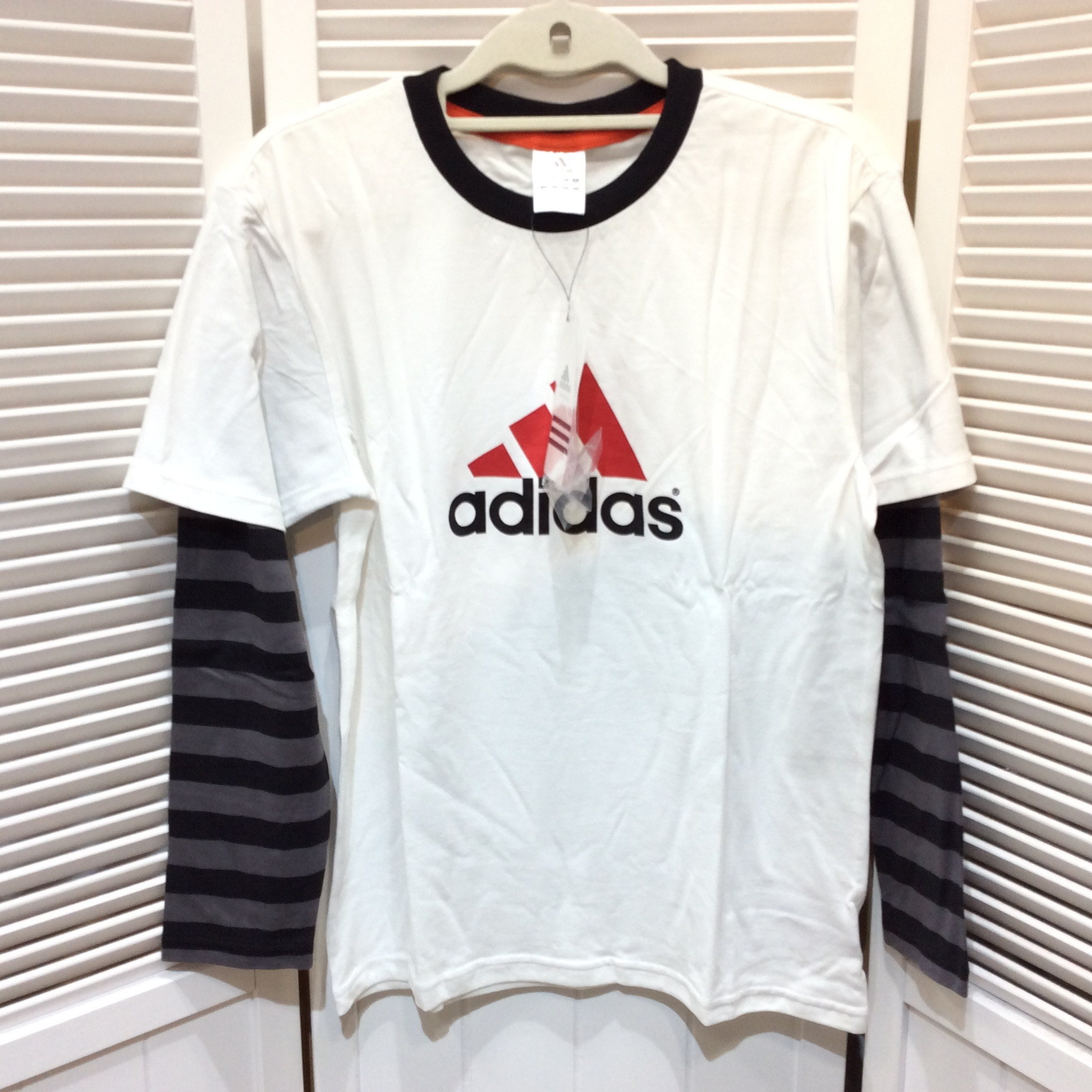 新品 未使用☆adidas アディダス キッズ ロンT 長袖Tシャツ 160 男の子 ホワイト