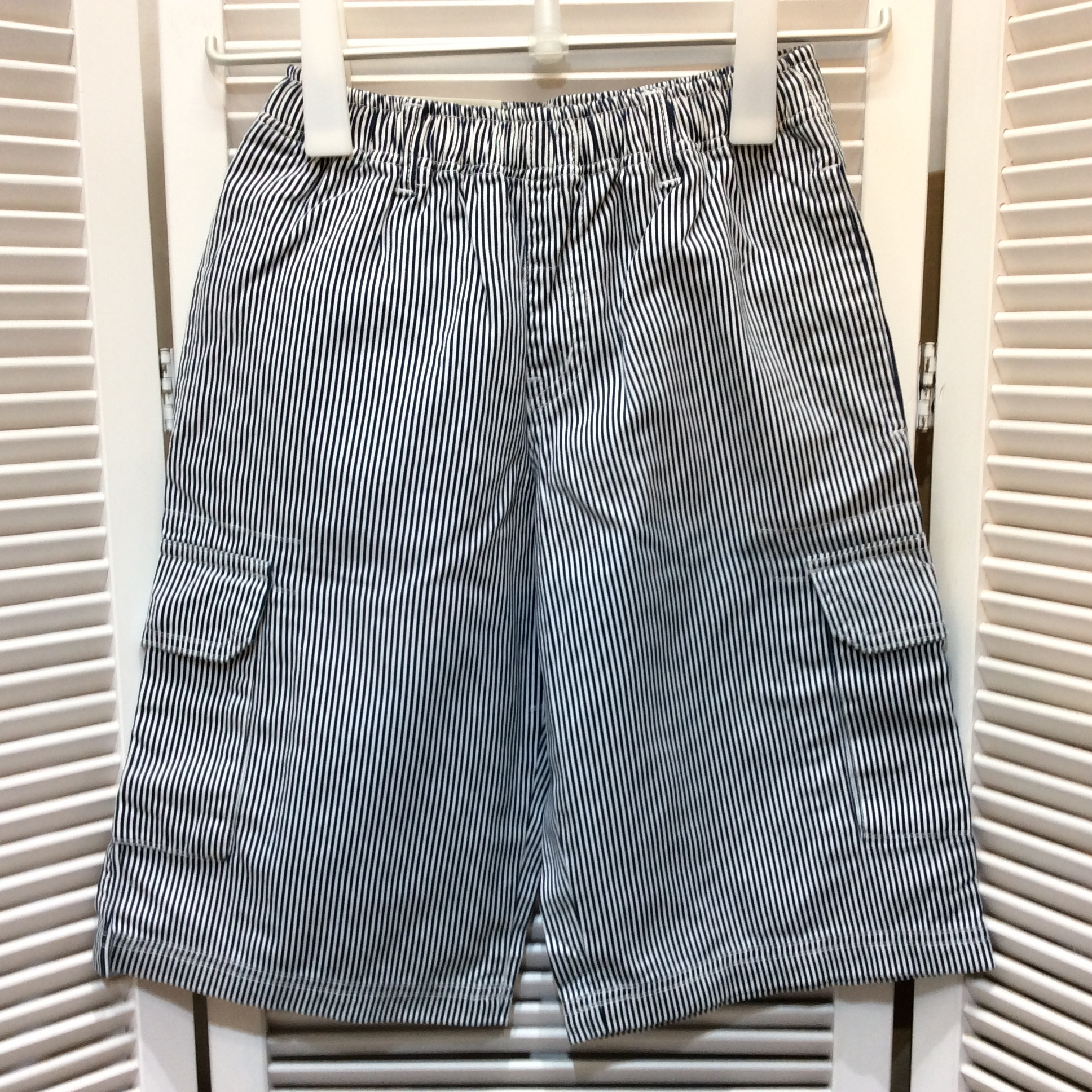 未使用☆UNIQLO ユニクロ キッズ イージーハーフパンツ 140 ブルー ストライプ