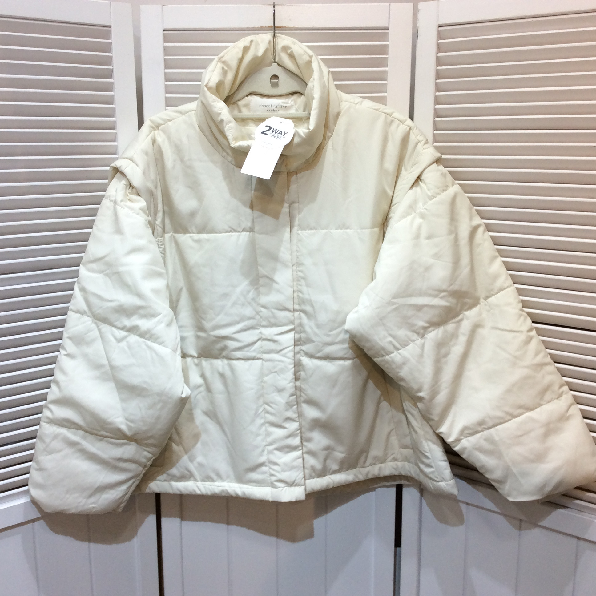 新品☆chocol raffine robe ショコラフィネ ローブ 袖取り外し2WAY中綿アウター F Ecru(生成色) ジャケット ベスト