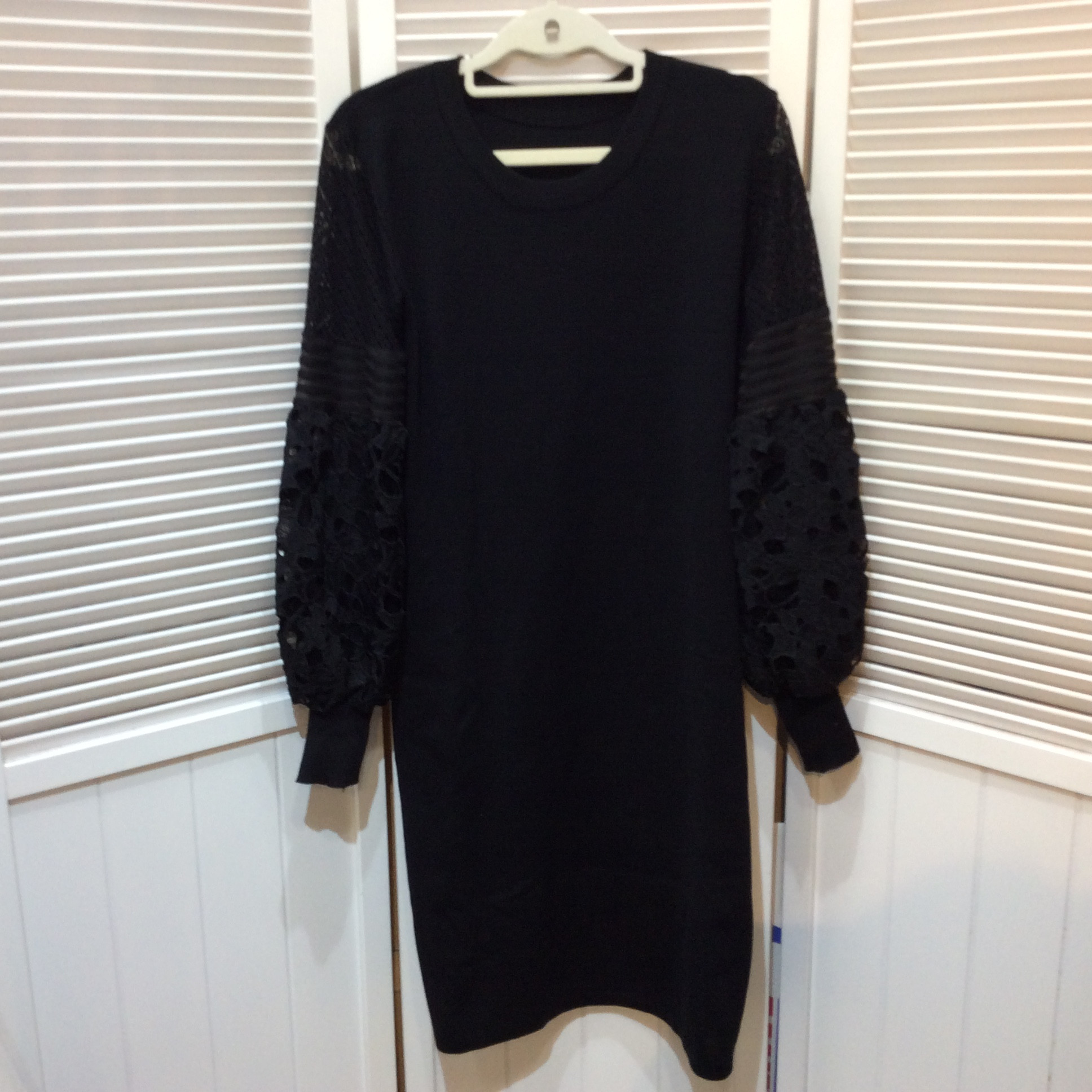 COLZA コルツァ ワンピース M~L ブラック ニット×袖レース