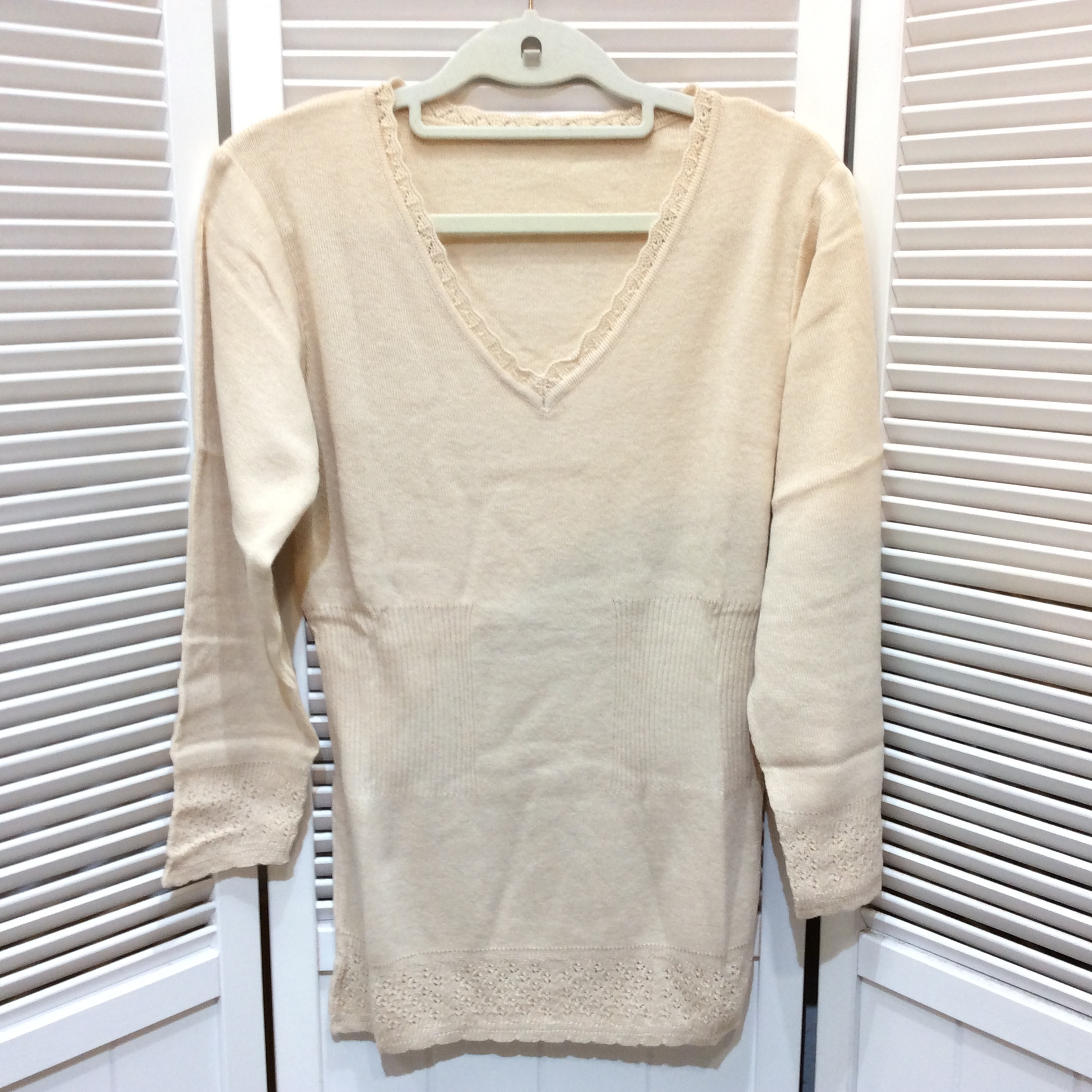 新品☆婦人 ニットインナーシャツ L クリーム系