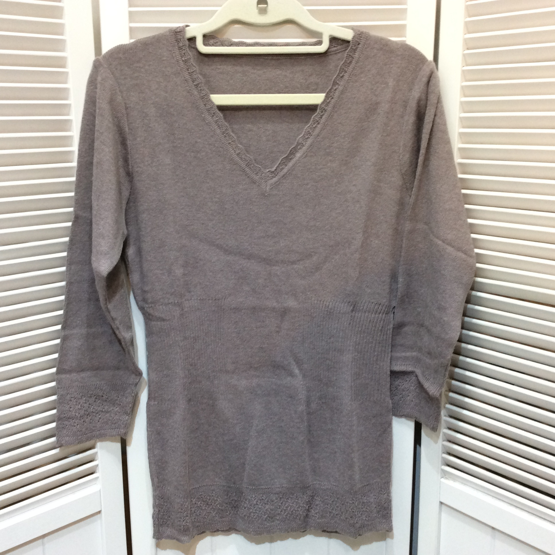 新品☆婦人 ニットインナーシャツ L パープル系