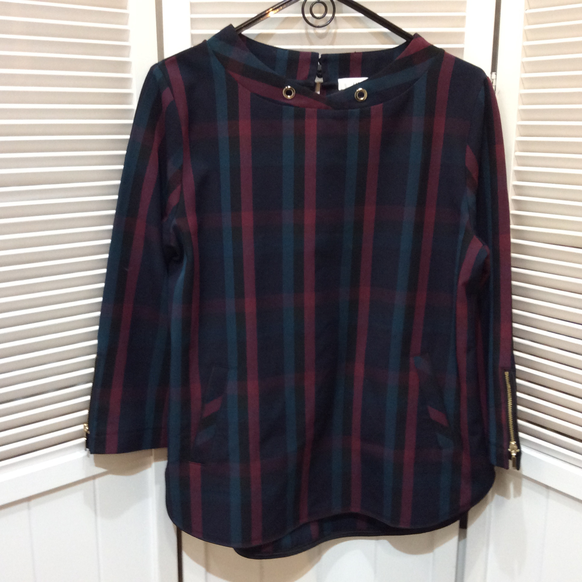 未使用 七分袖 カットソー  Mサイズ  チェック柄