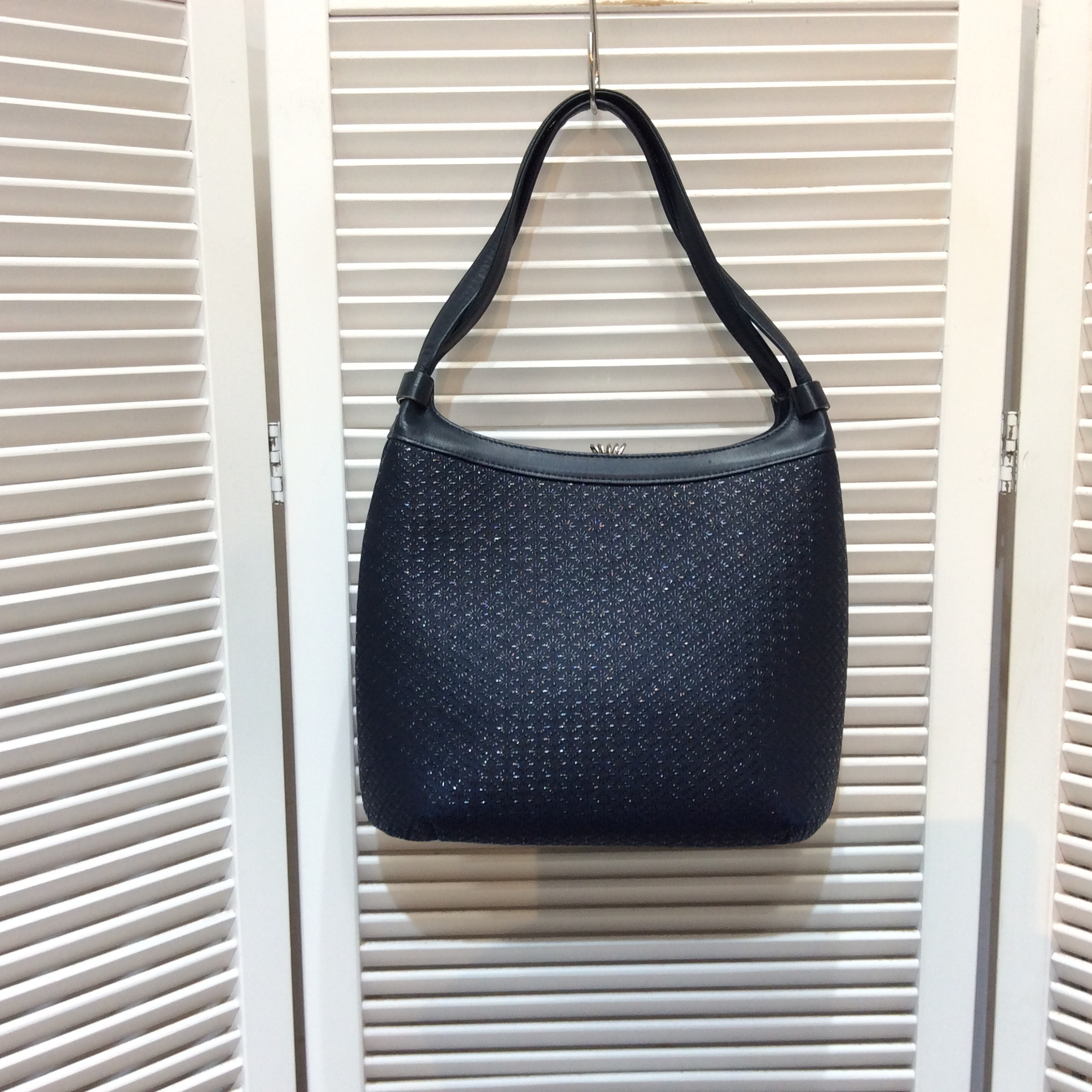 印傳屋  ハンドバッグ  ネイビー