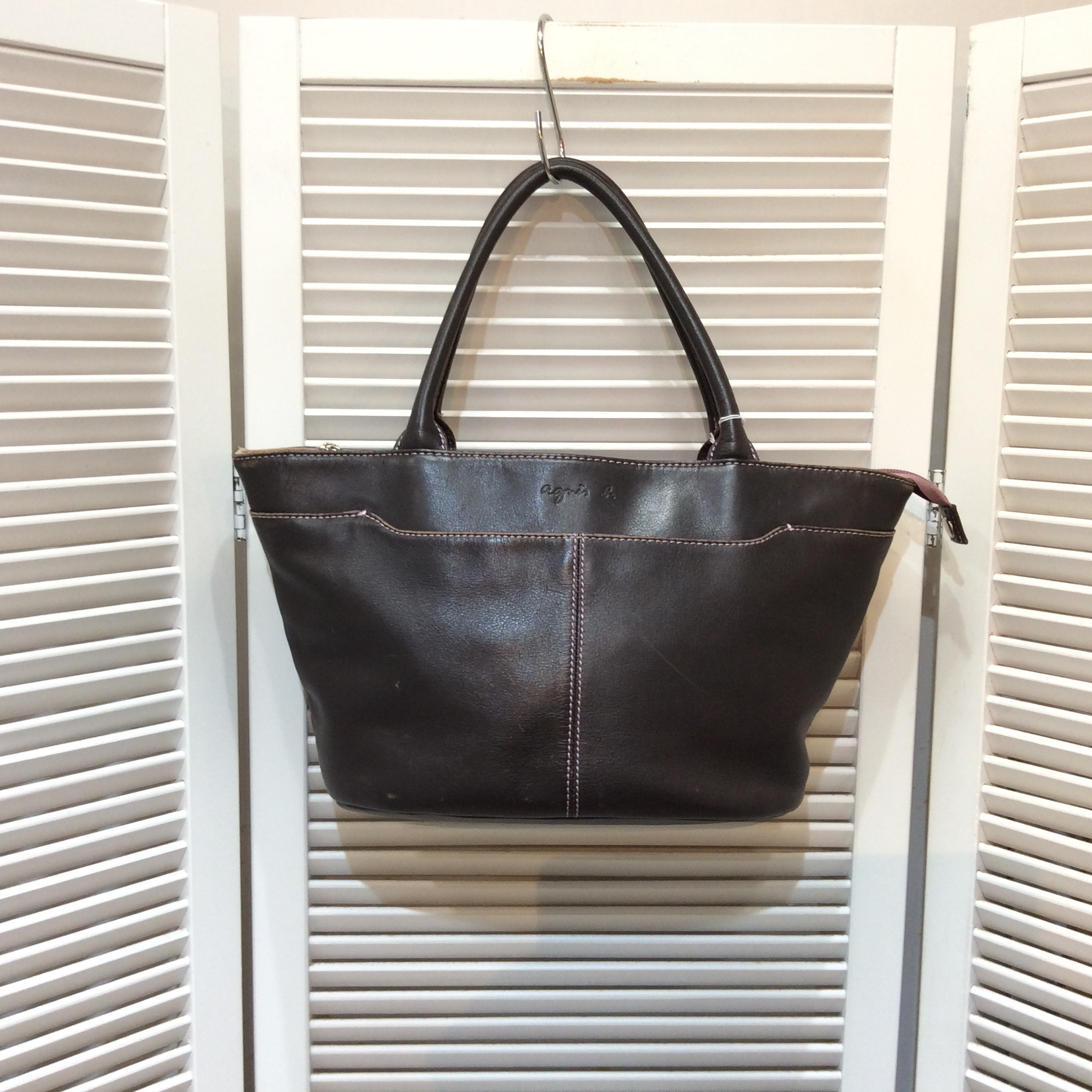 アニエス・ベー レザーバッグ  こげ茶  