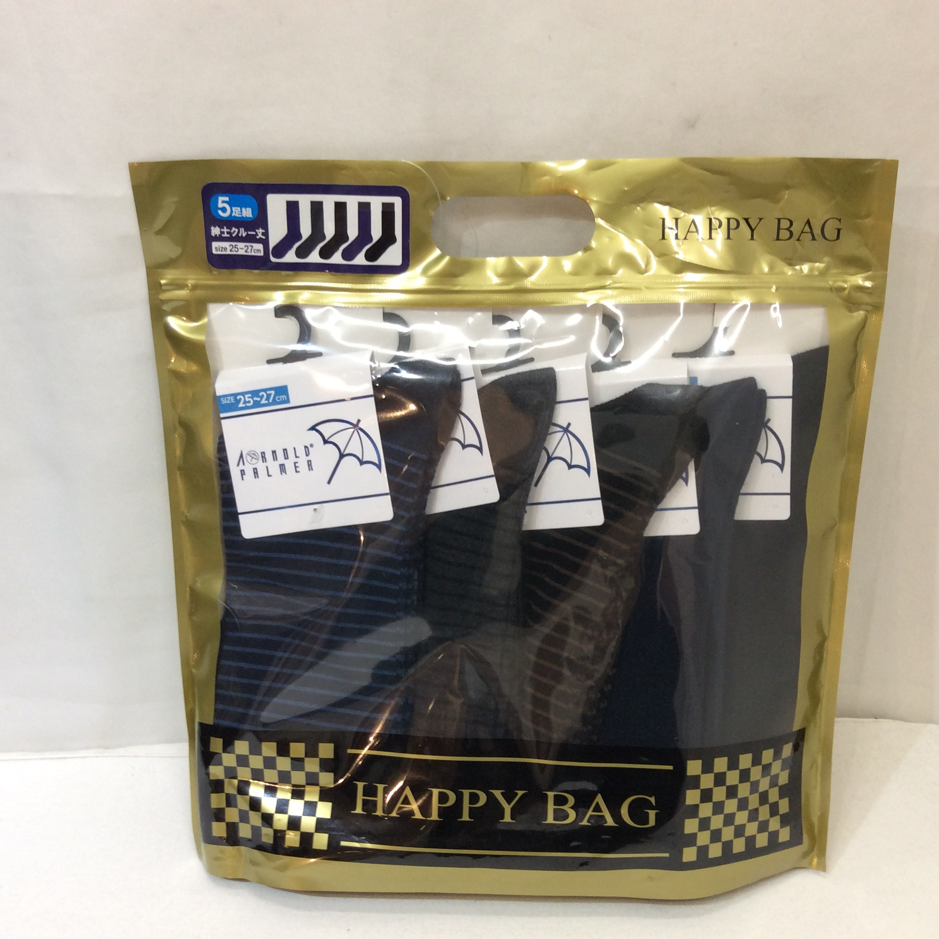 新品 アーノルドパーマー 紳士クルー丈ソックス  5足組  25〜27cm