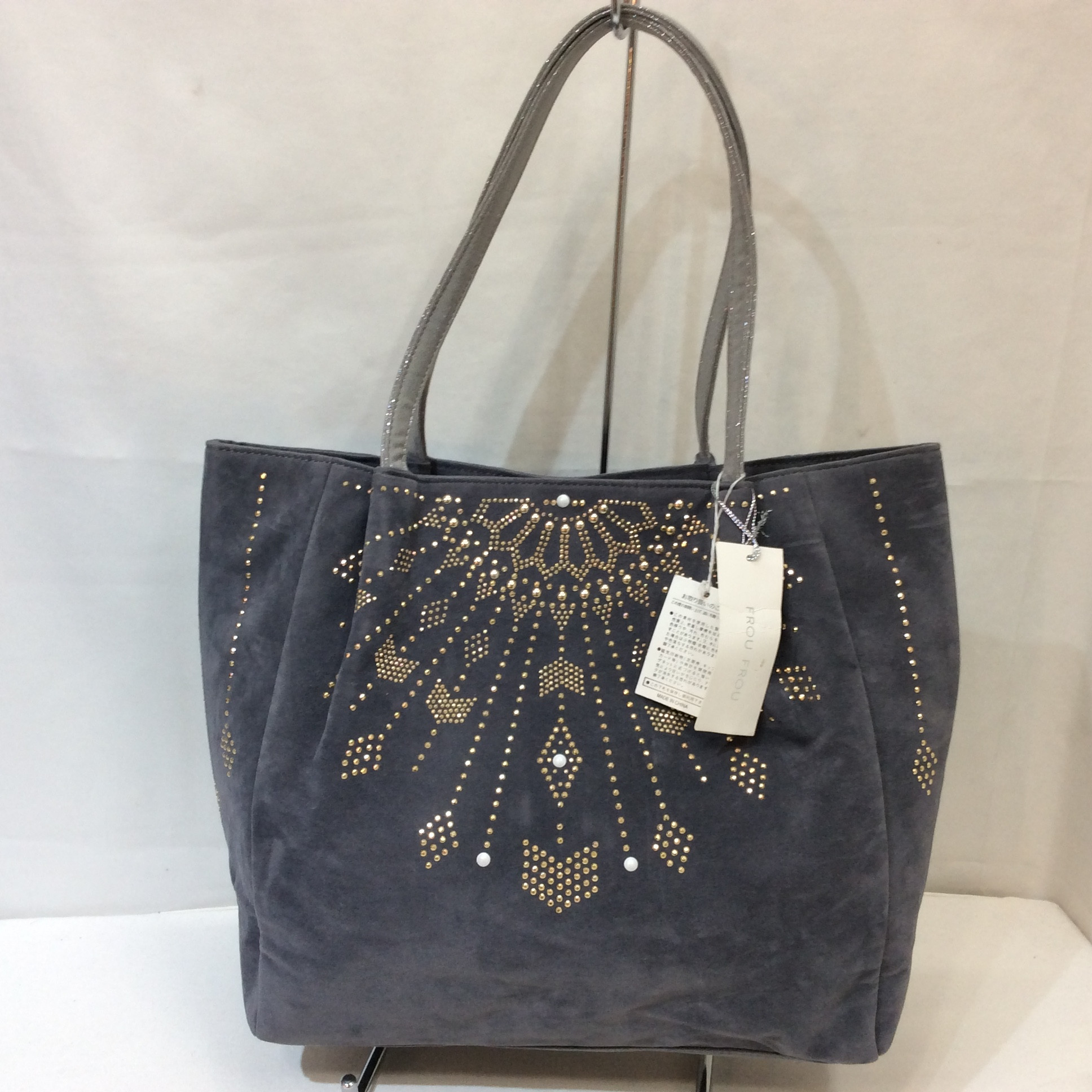 未使用☆FROUFROU フルフル トートバッグ ブルー系 フェイクスエード スタッズ柄