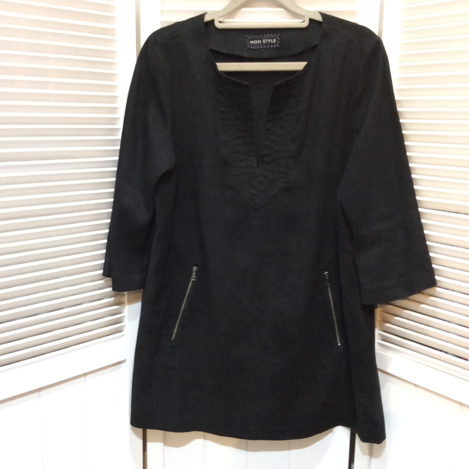 MON STYLE Vネックチュニック サイズ40  ブラック  日本製