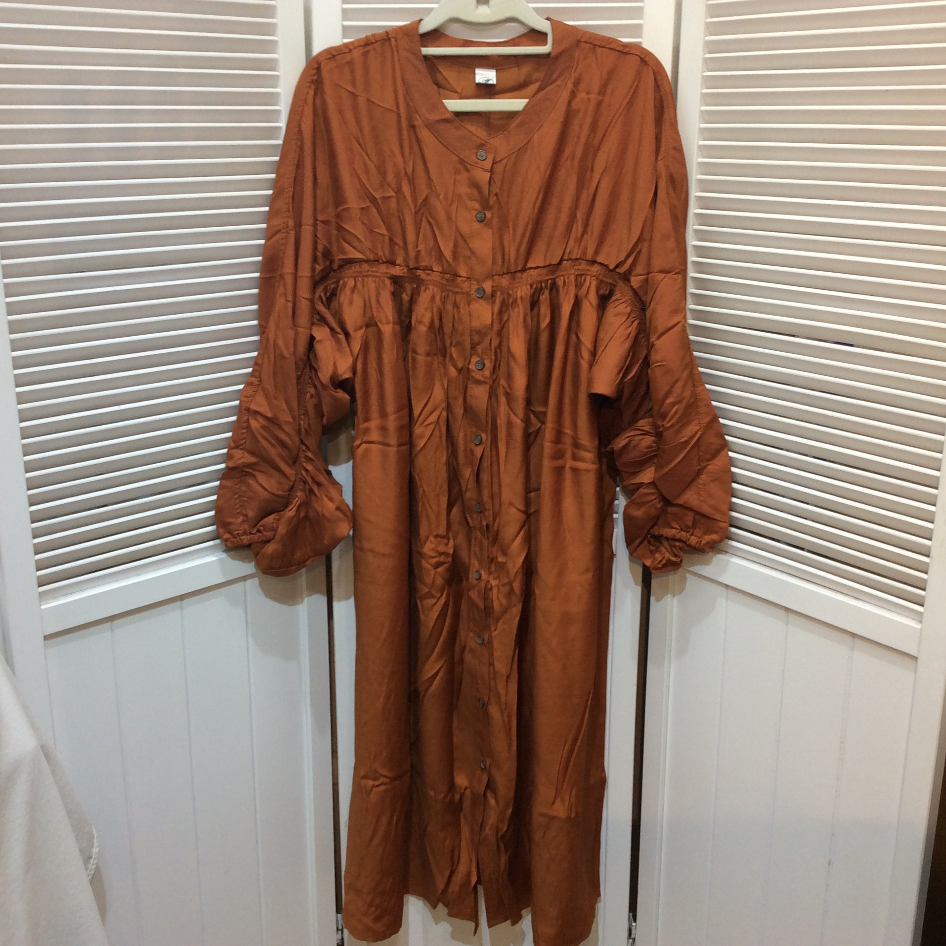 新品☆Hato ハト シャツワンピース ボリューム袖 F フリーサイズ ブラウン